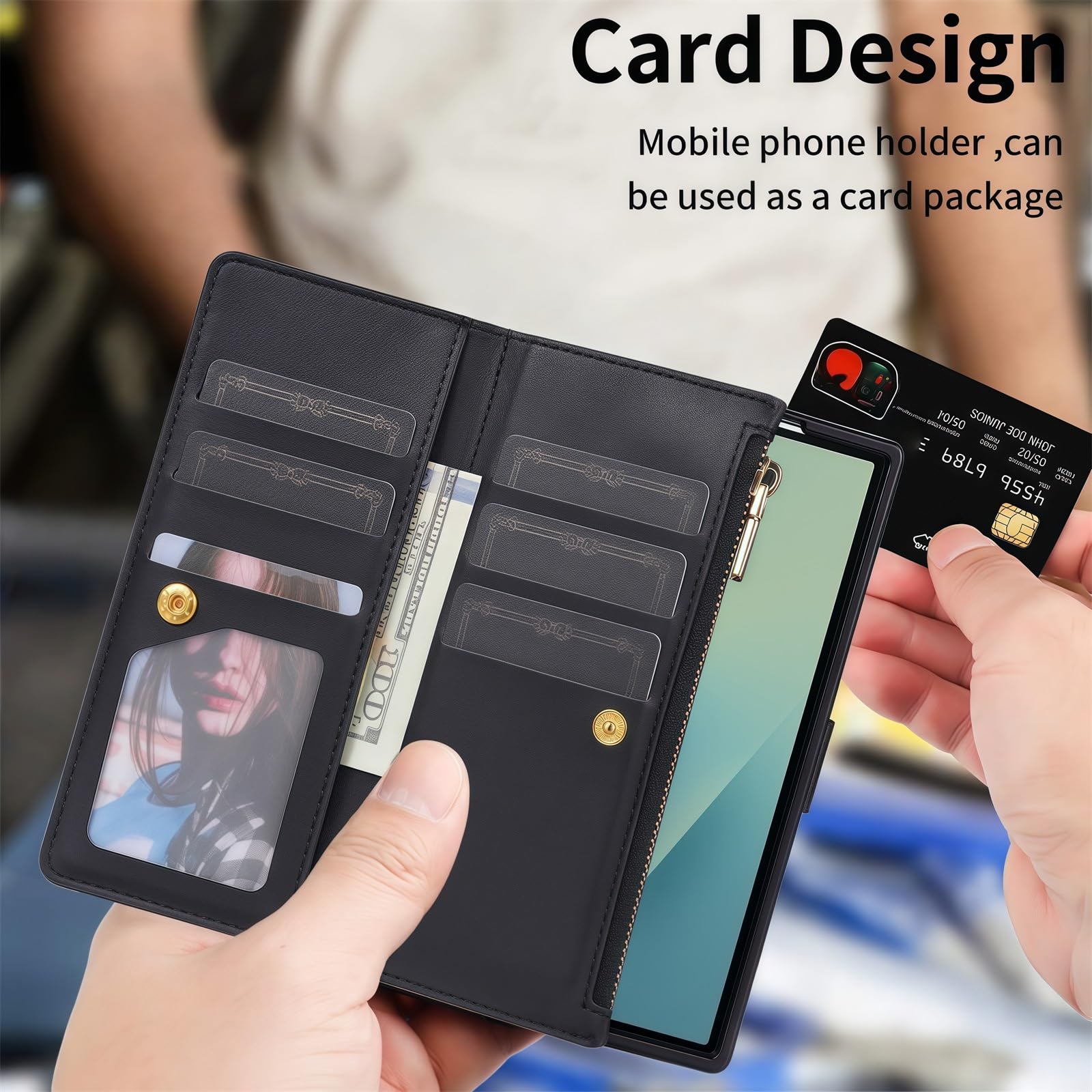 Libro Custodia per Samsung Galaxy Z Fold 8, Pelle Donna Portafoglio | Funzione di Appoggio Guscio Anti-Impronte Paraurti in TPU Morbido Alta Qualità Per Uomo Donna Caso