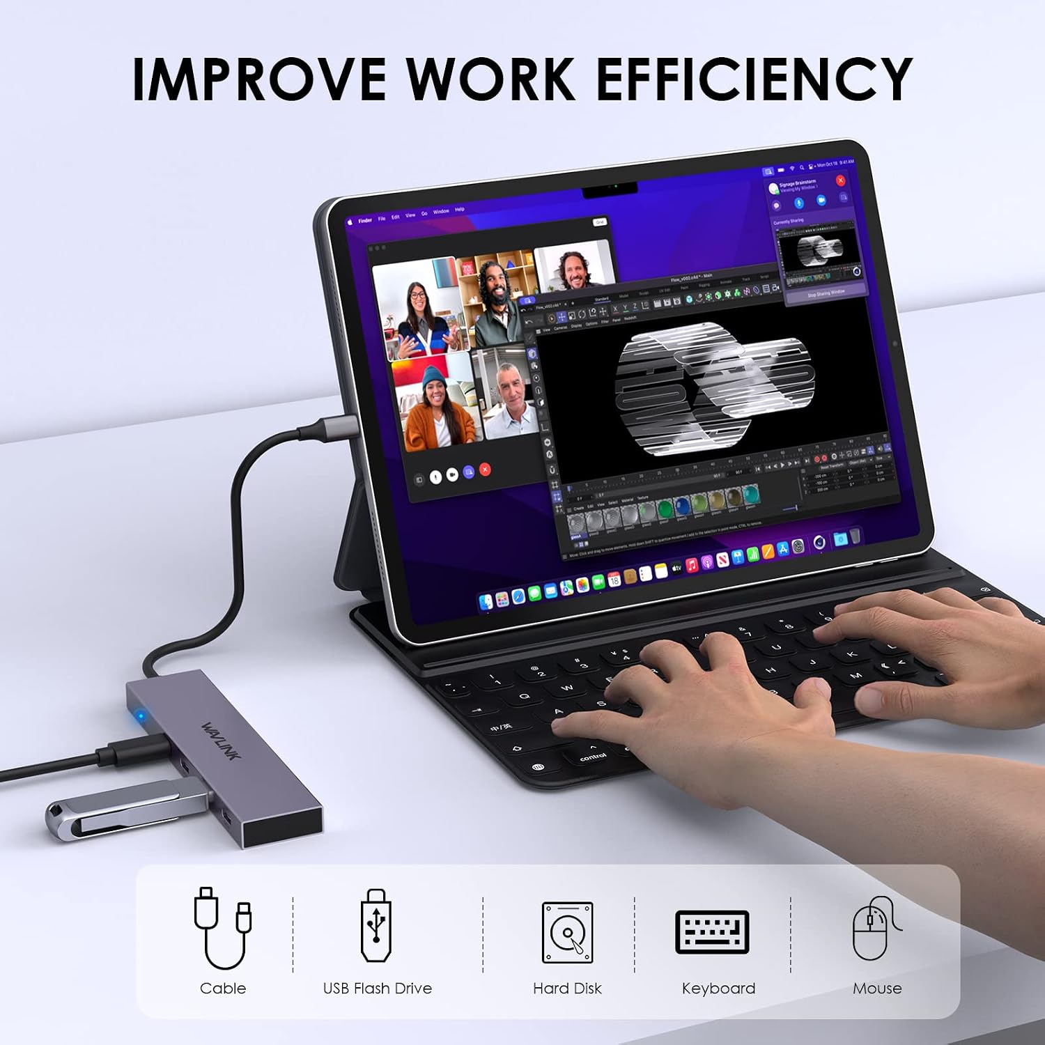 USB C Hub, WAVLINK USB 3.2 Hub with 4 USB C to USB C Ports, Data Speed Up to 10GBPs, Support 87W Power Delivery, USB Type C Hub for MacBook Pro/Air iMac iPad Pro Dell Chromebook and More