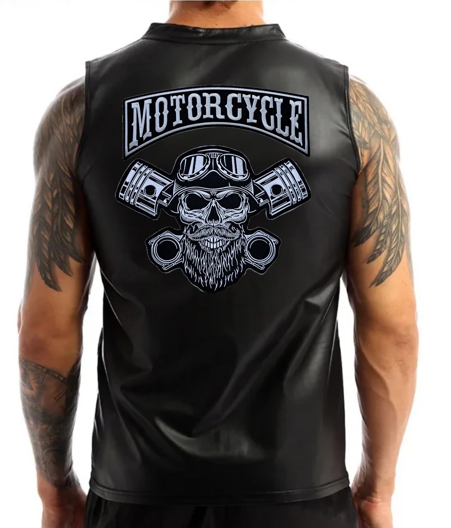 Juego de 2 parches bordados Biker "Motorcycle" + Punck Skull XXL parches termoadhesivos para chalecos y chaquetas de moto, para decorar chaquetas de moto, bordado en accesorios de ropa, manualidades.