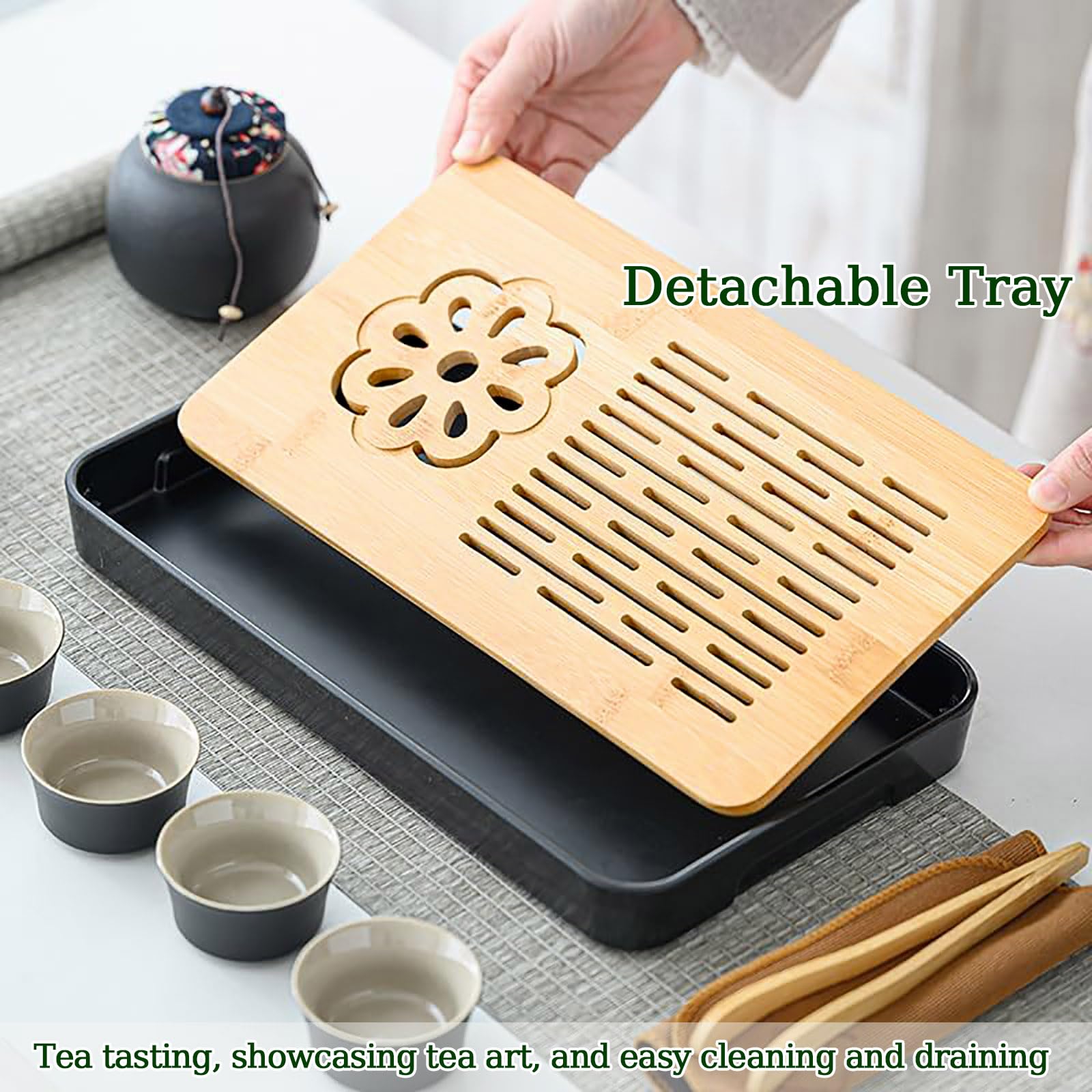 Chinesisches Gongfu-Tee-Set aus Porzellan, 14 Stück Schönes Keramik Teekannen-Set mit Teebereiter und Teesieb, Japanisches Teeservice, Tragba re All-in-One-Geschenktüte für Reisen, Zuhause, Geschenk