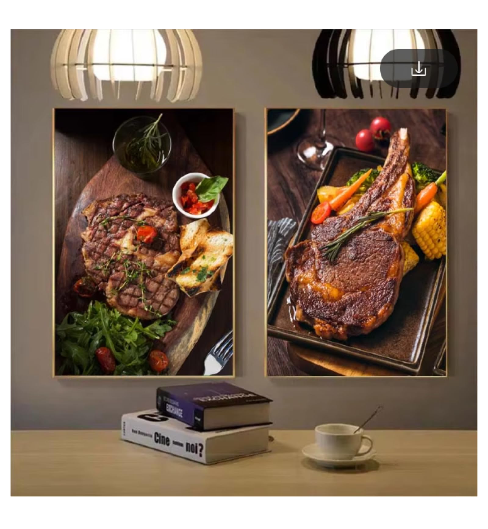 Nordic Restaurant Art Murals Steak Fruit Posters and Prints Food Canvas Prints HD Kitchen Dining Room and Home Wall Decor 50x70cmx2 No Frame