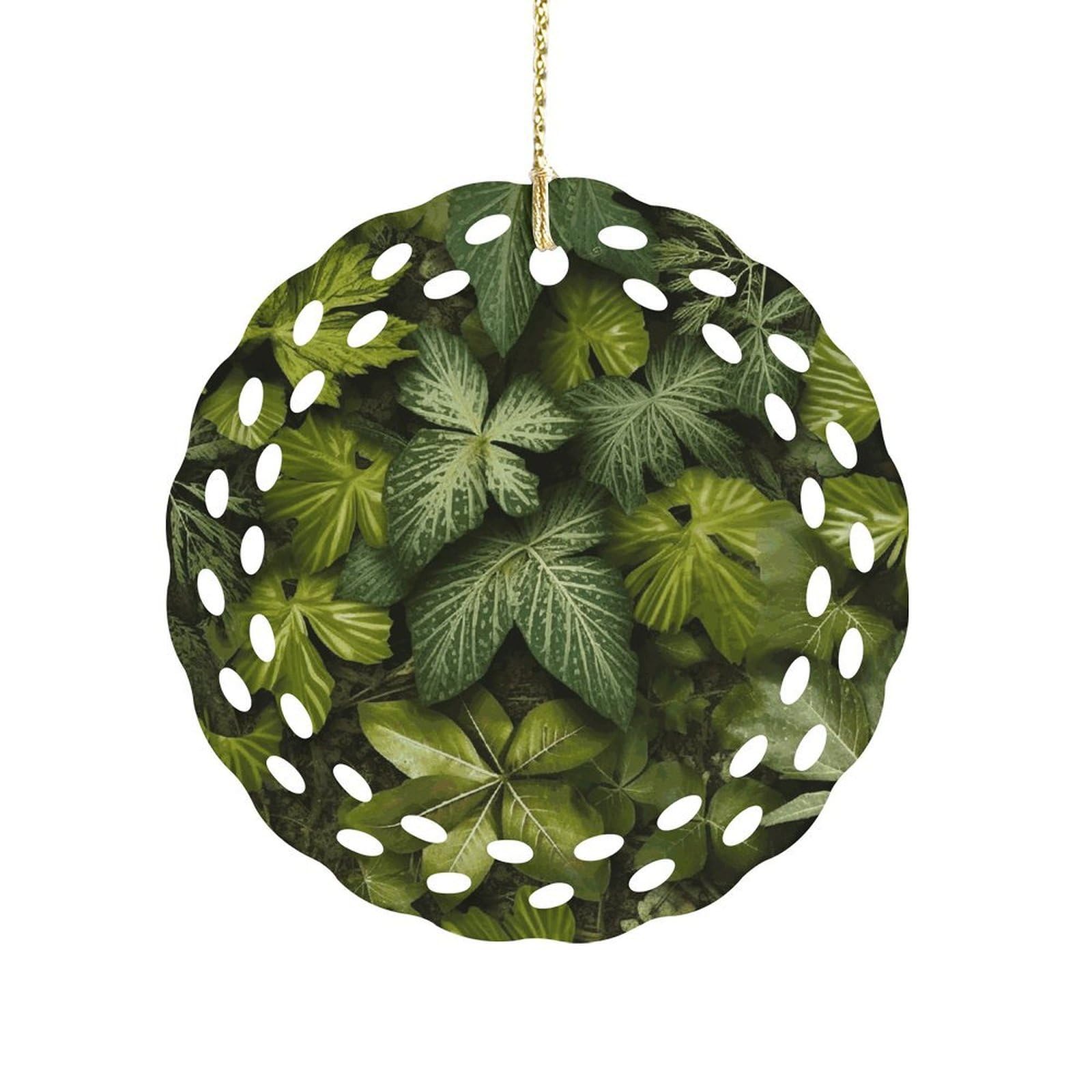 Fekiloot Women's Style Green Leaves And Plants Ceramic Ornaments 3 Inch Round,Holiday Keepsake For ,Girls,Pet Owners,Hanging Ornament Gifts Idea For Home