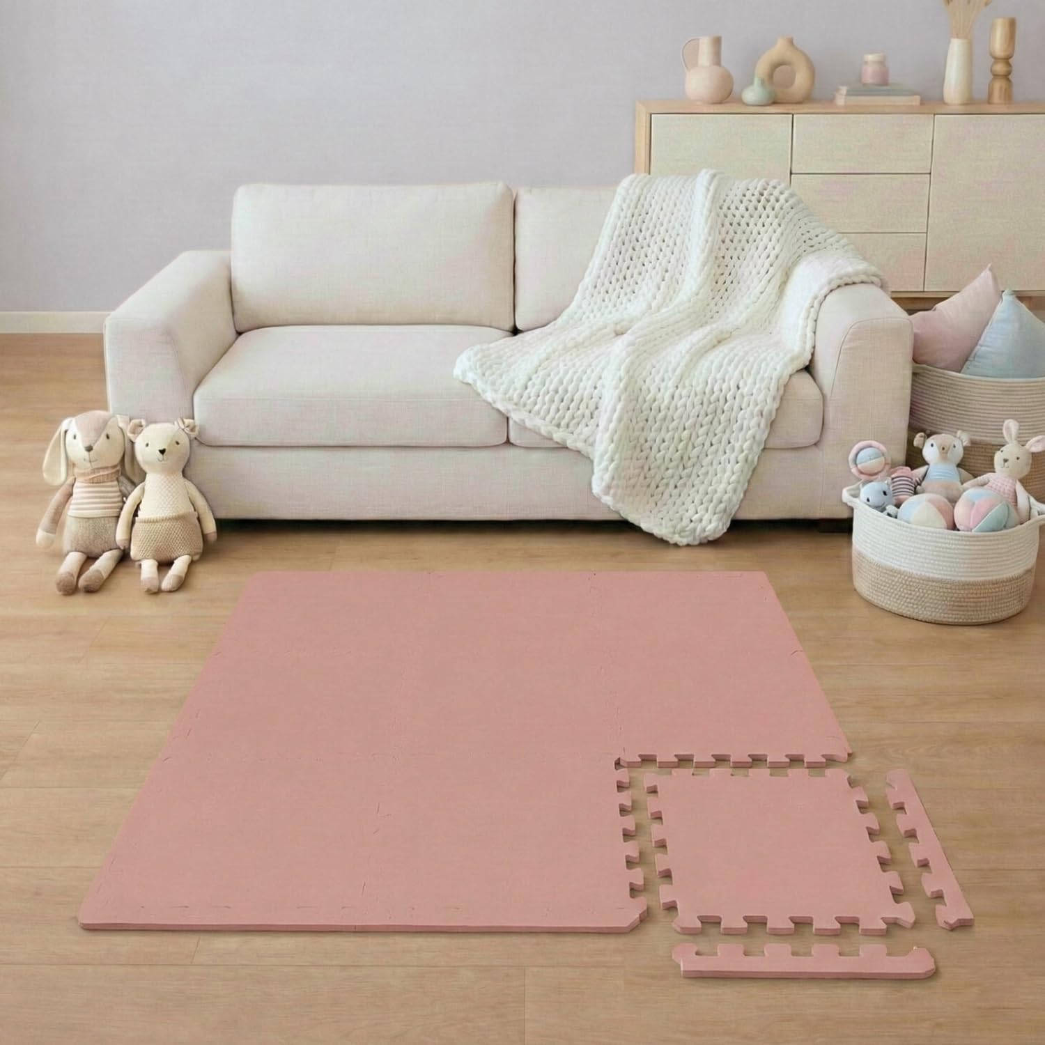 LittleTom 9 Pezzi Tappeto Puzzle per Bambini - Certificato TÜV - Piastrelle EVA con Bordi 30x30 cm - Pavimento Morbido e Antiscivolo - Superficie Puzzle Protettiva per la Cameretta e Gioco a Terra