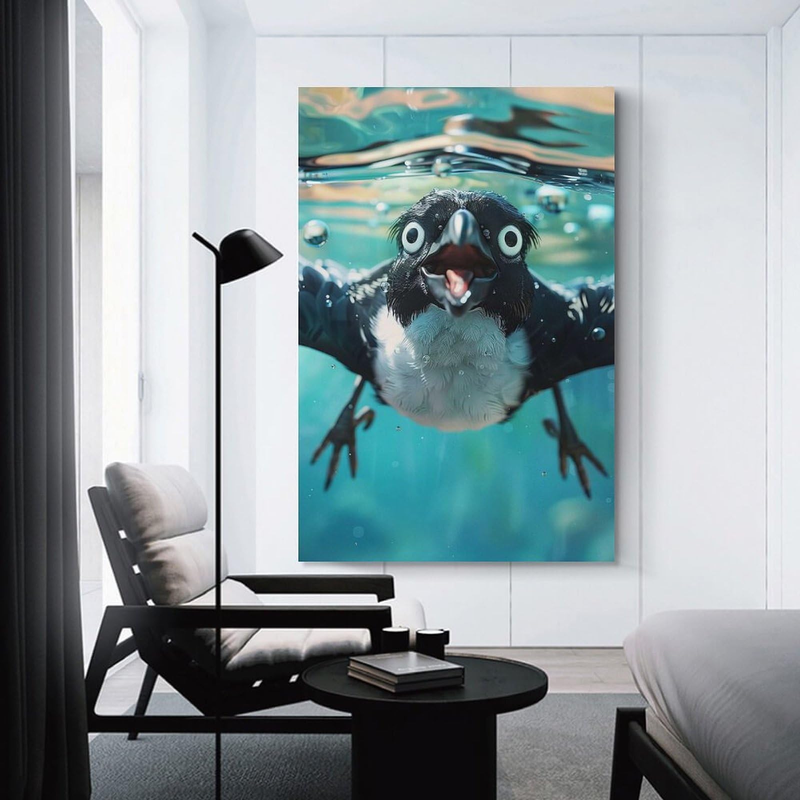 Junmoney Decorative Wall Artwork Magpie Sea, 24x36inch(60x90cm), for Calm Bedrooms, Home Corners Or Flats, An Easy Wall Refresh for Bedrooms