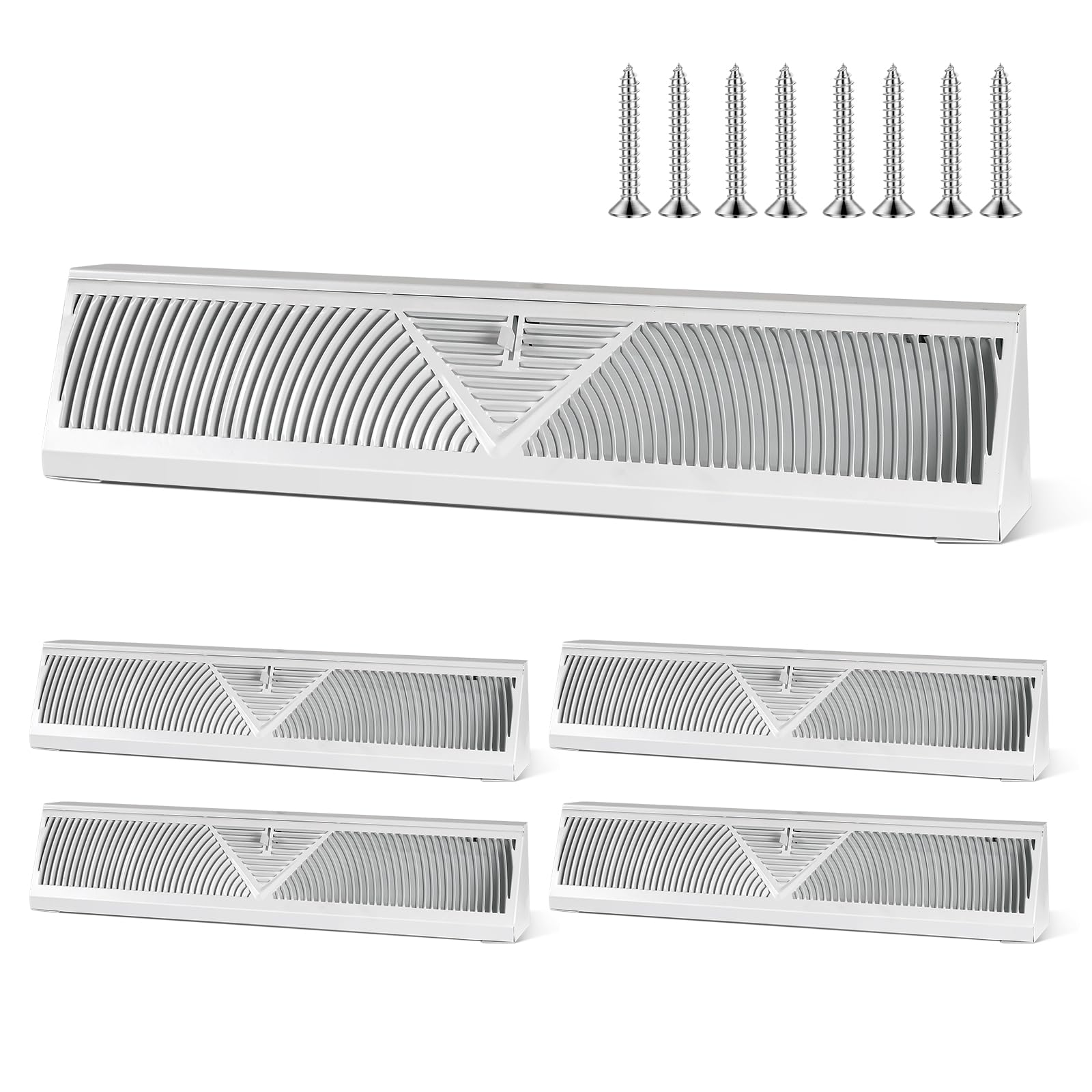 4 Pcs Baseboard Register Vent 24 Inch Duct Opening Size Baseboard Vent Covers Diffuser Adjustable Corner Return Air Grille for Home Floor Wall Air