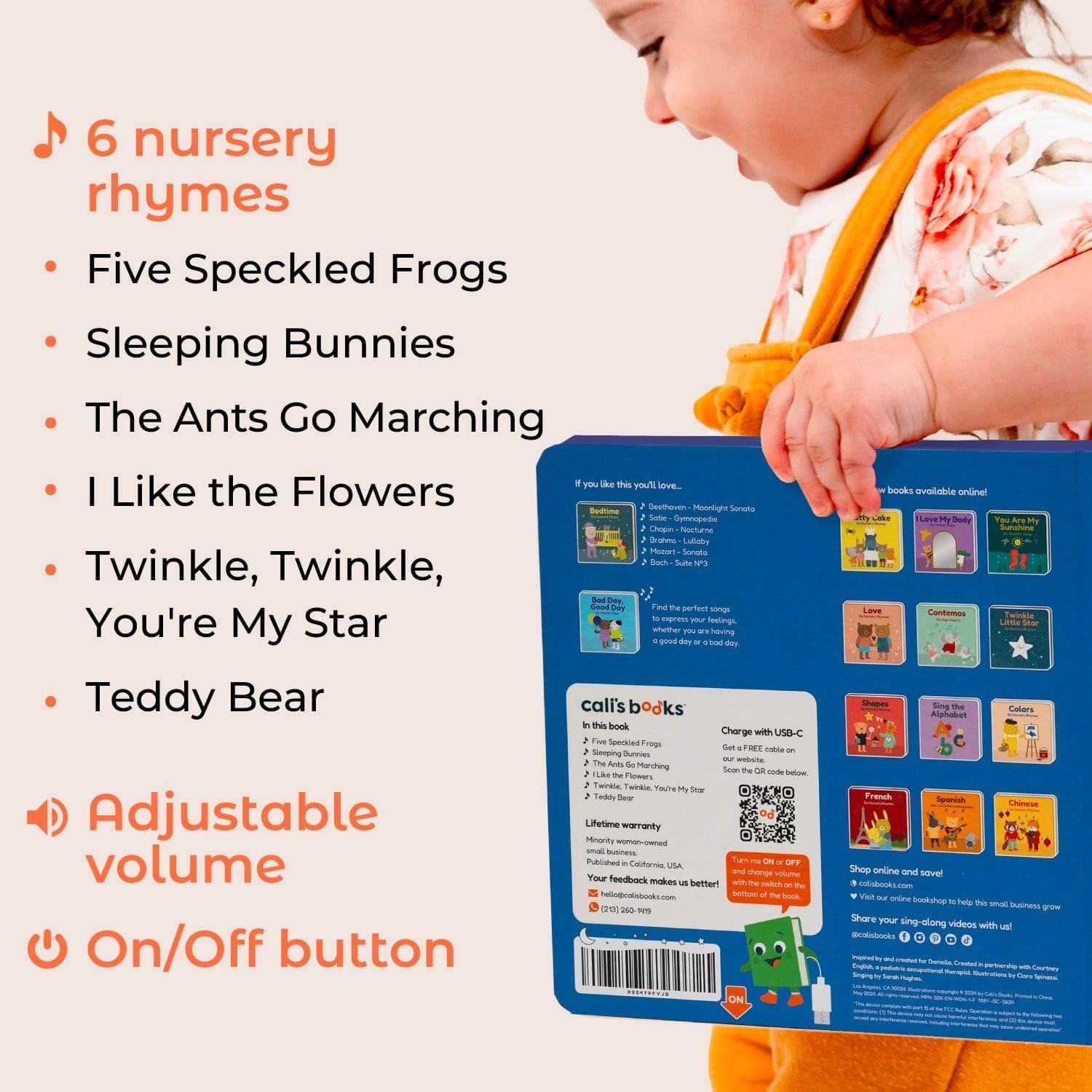 Cali’s Books Wind Down – USB-C Rechargeable Baby Book for Toddlers 1-3, Headphone Jack, Expert-Designed Bedtime Musical Book with Gentle Activities and Affirmations for a Calming Nightly Routine - Image 5
