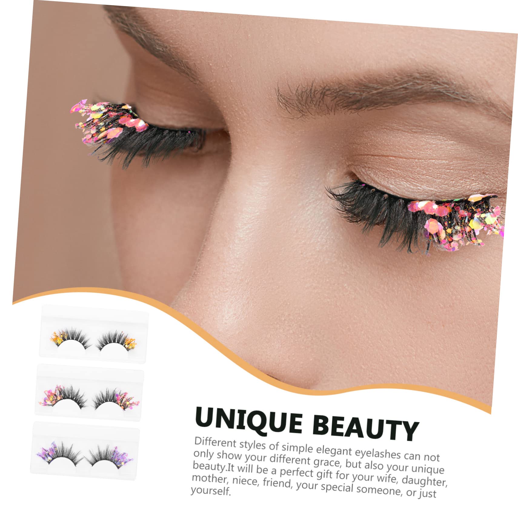 FRCOLOR 3 Set Di Ciglia Finte Con Glitter Accessorio Per Innesto Ciglia Finte Per Donna 3 Paia*3