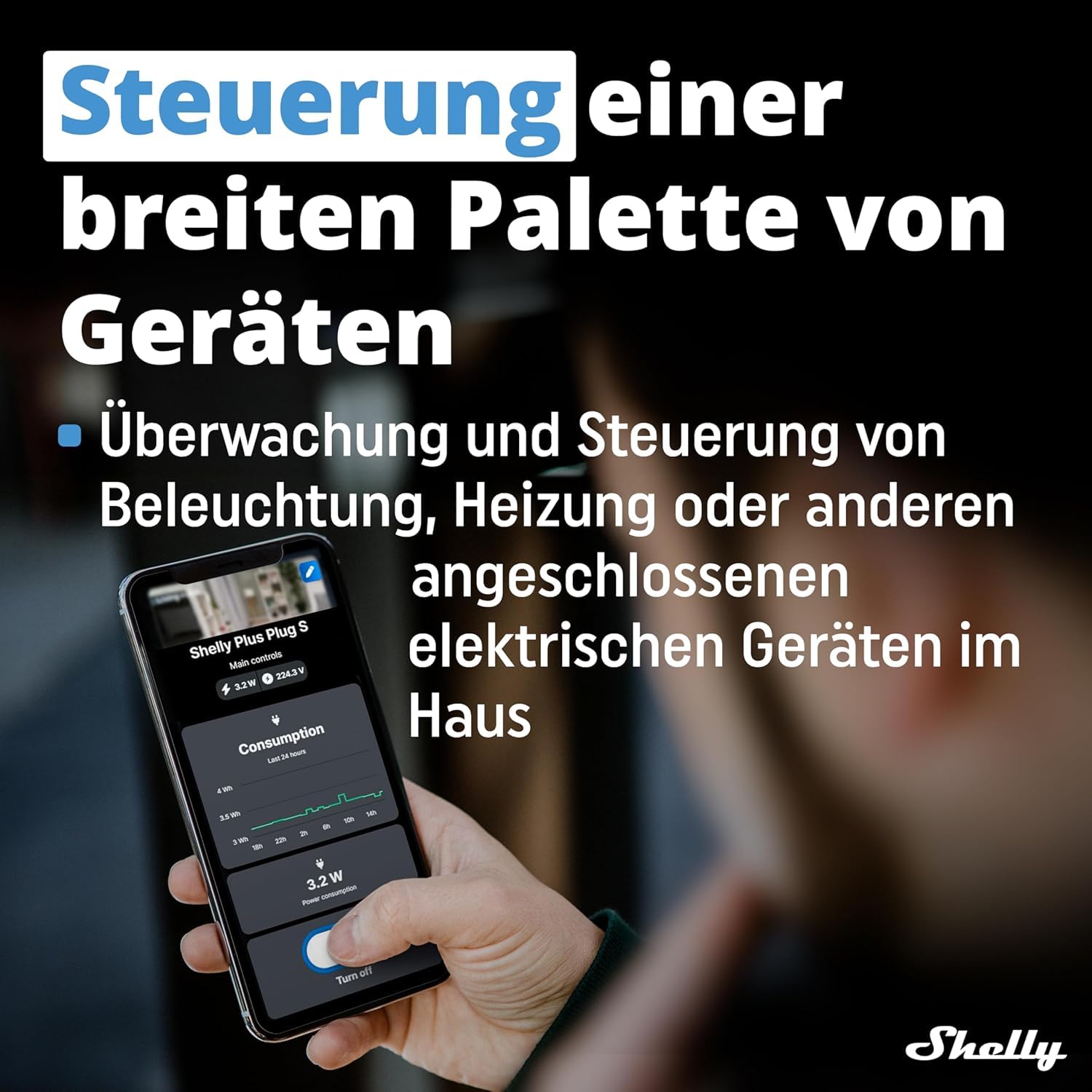 Shelly Plus Plug S Viererpack - Intelligente Steckdose Funktioniert mit Alexa & Google Home, programmierbare mit Sprachsteuerung, Bluetooth; Wi-Fi-Gerät zur Automatisierung von Geräten Schwarz