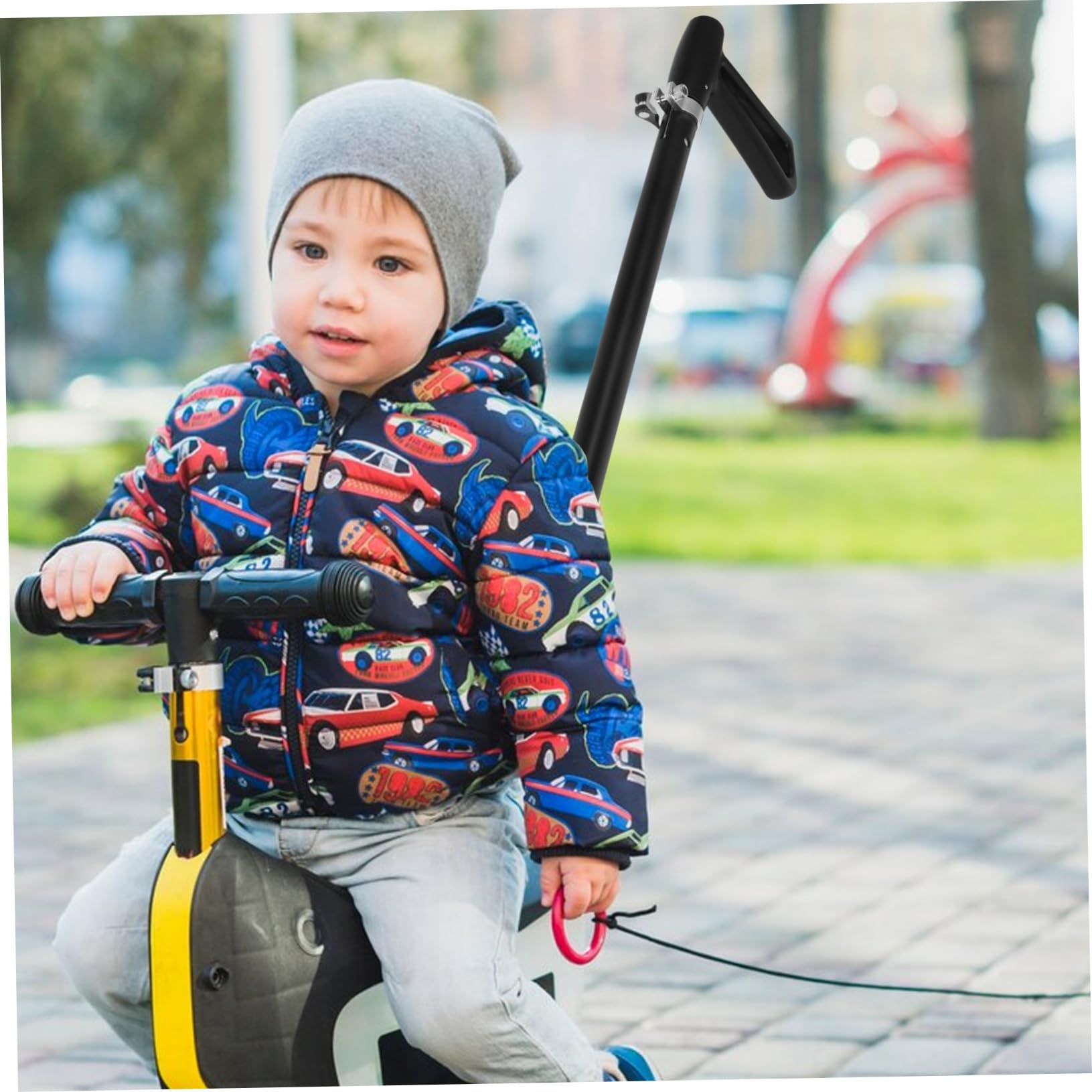 Sosoport Maniglia per Spinta Passeggino e Auto Bimbi Nera, Plastica Lega