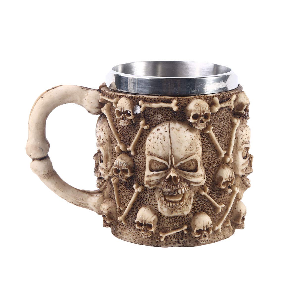 Tazza da caffè con Teschio in Metallo con Manico Boccale da Birra con Teschio per Uomo Regalo per la Festa del papà