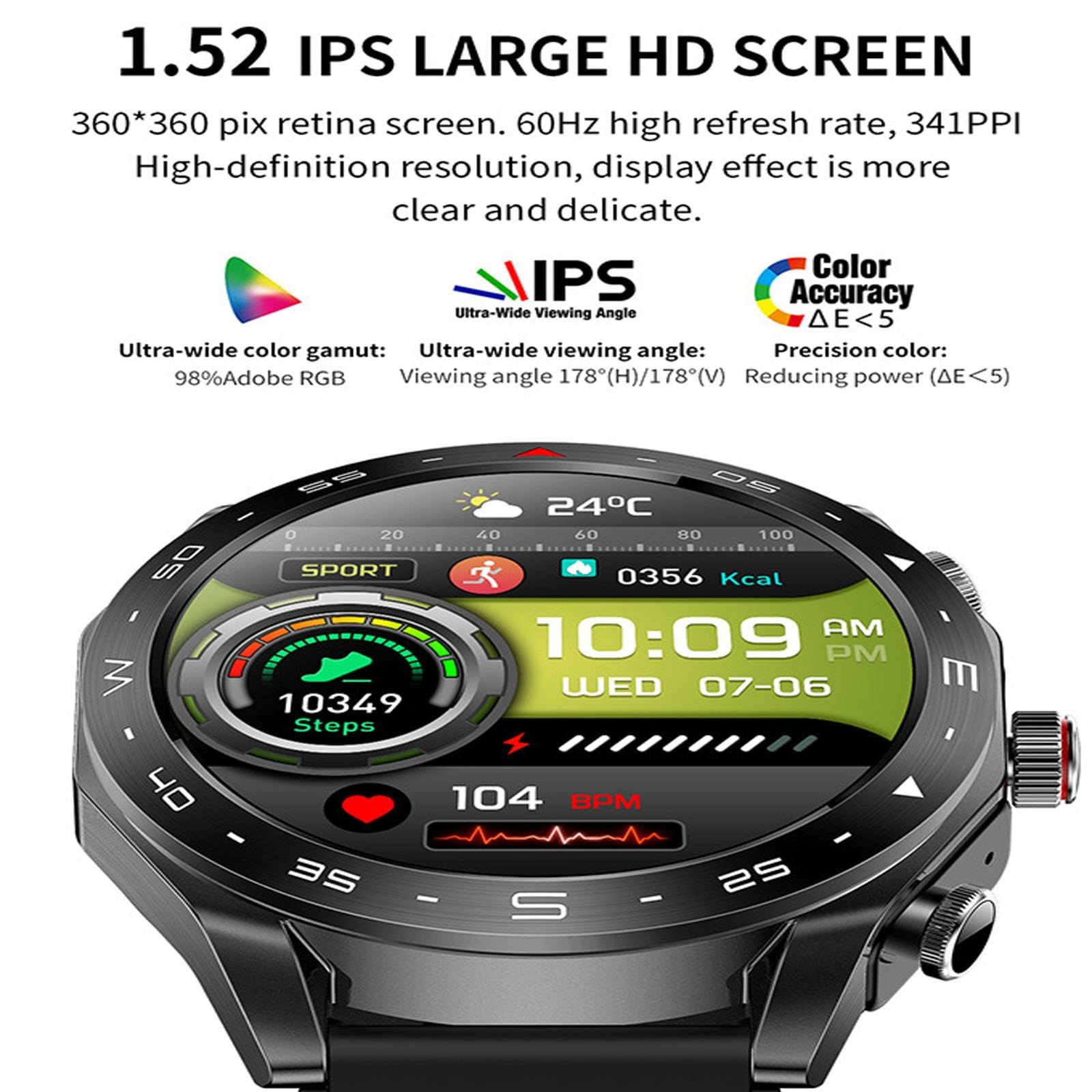 Reloj Inteligente 2 En 1 HD con Llamadas Bluetooth, Monitorización De Salud En Múltiples Deportes, Pantalla Táctil HD, Resistencia Al Agua IP67, para Android E iOS.