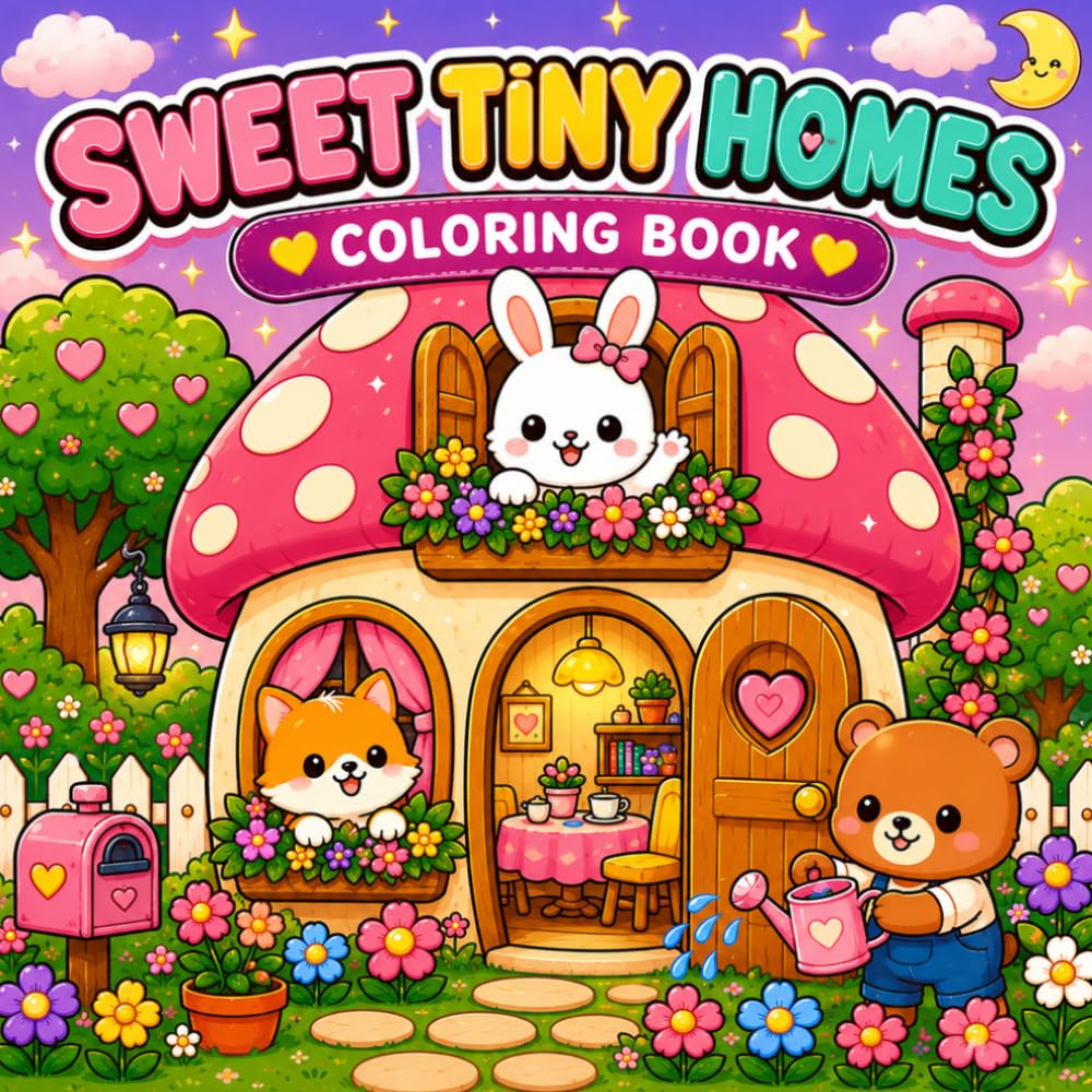 Sweet Tiny Homes Coloring Book Adorable Miniature Houses Cute Animal Homes Cozy Kawaii Rooms and Whimsical Little Worlds