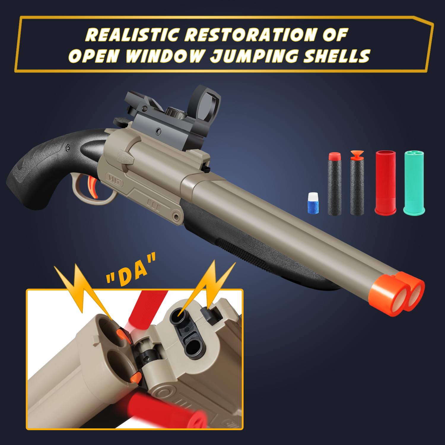 Amazon.com: Bugrtey 雙管玩具槍- 兩種模式逼真的軟子彈玩具槍槍附視力