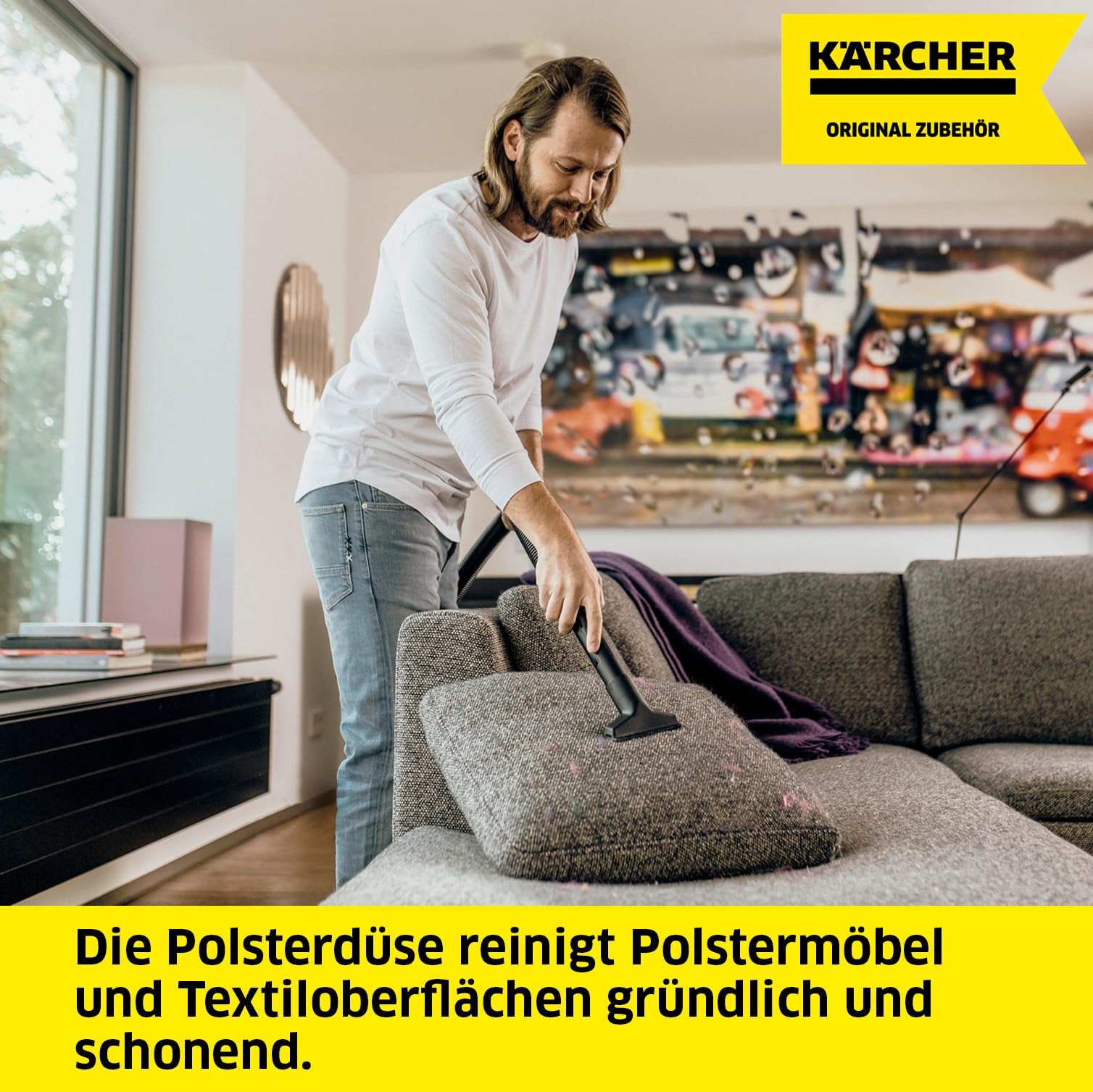Kärcher Haushaltsset, 1 umschaltbare Bodendüse für Teppich- und Hartböden, 1 Polsterdüse, 1 Parkclip (nur für WD-Sauger), Original-Zubehör für Kärcher WD Nass-/Trockensauger und SE Waschsauger