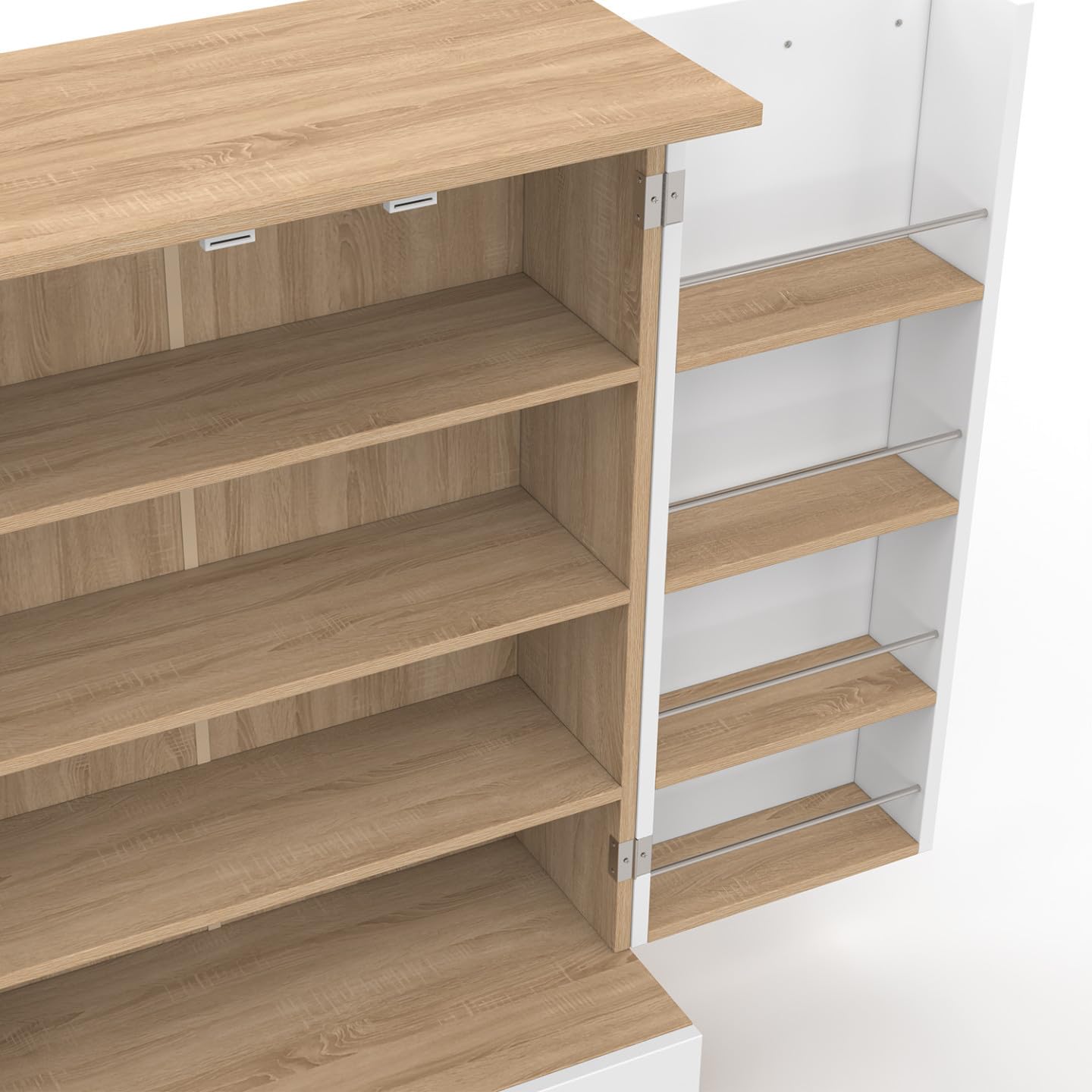IDMarket - Buffet Bas de Cuisine Alto H.90 cm avec rangements Blanc et Bois