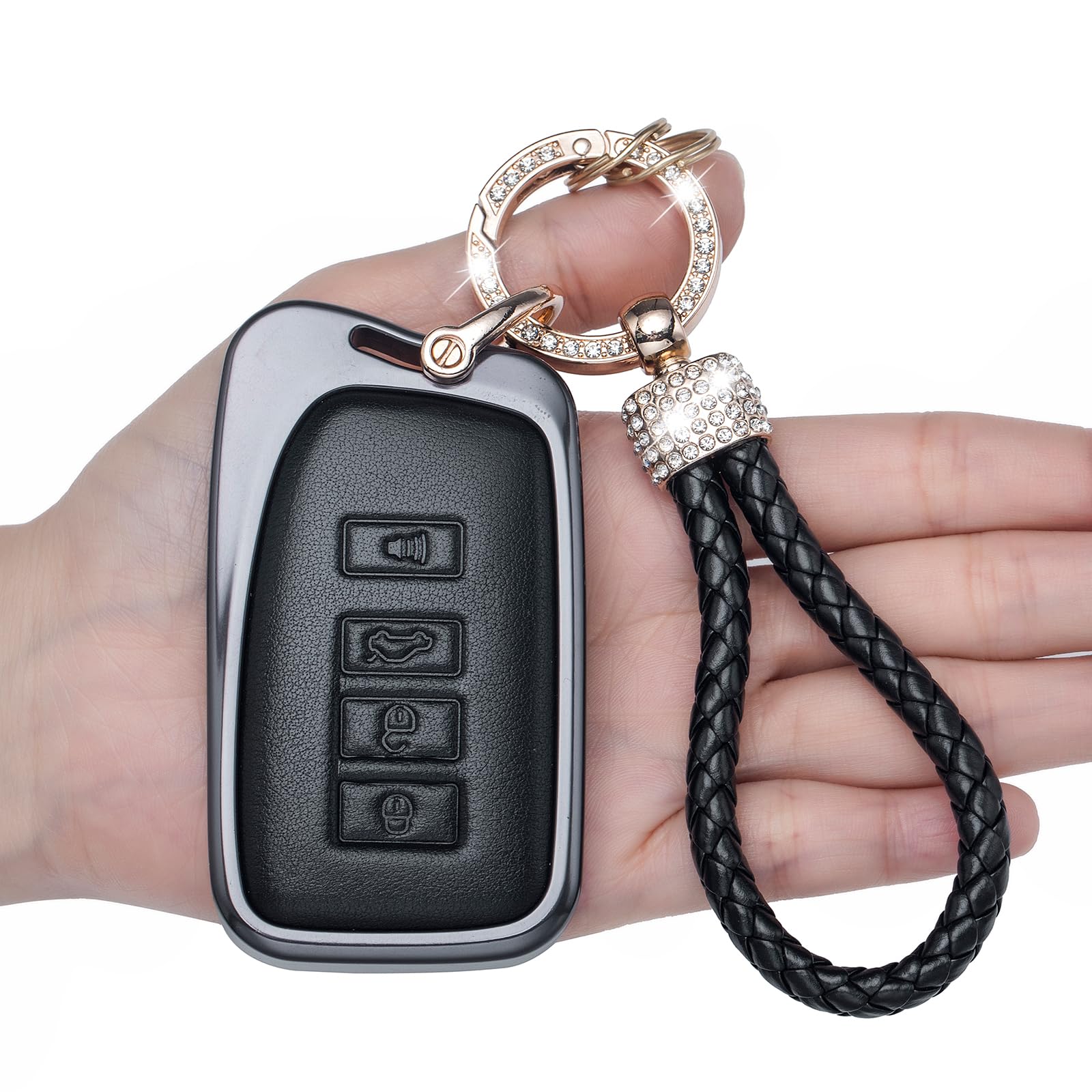 for Lexus Key Fob Cover,compatible with RX ES GS LS NX RS GX LX RC LC Premium Aluminum Leather Key Case