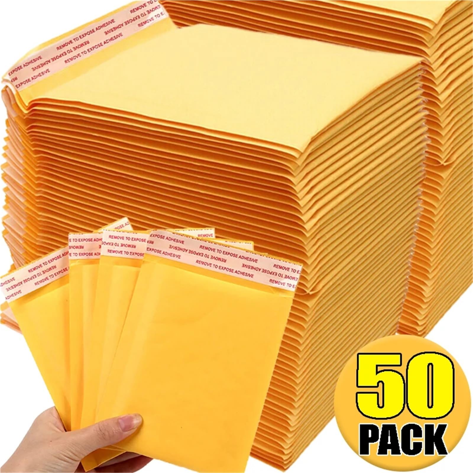50/10 pezzi buste postali in carta kraft con bollino, sacchetti adesivi, buste for spedizione impermeabili for imballaggio aziendale(50PCS,18x23cm)