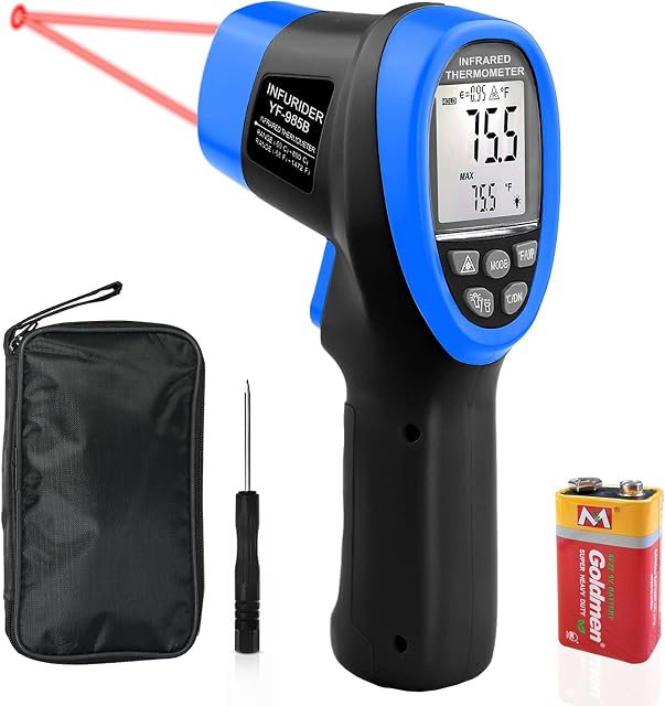 INFURIDER Infrared Laser Thermometer,Non-Contact IR Temperature Gun Gauge -50-1360(-58-2480),16:1 Dual Laser Temp Tester with Emissivity Adjustable & Instant-Read for HVAC Oven Industrial