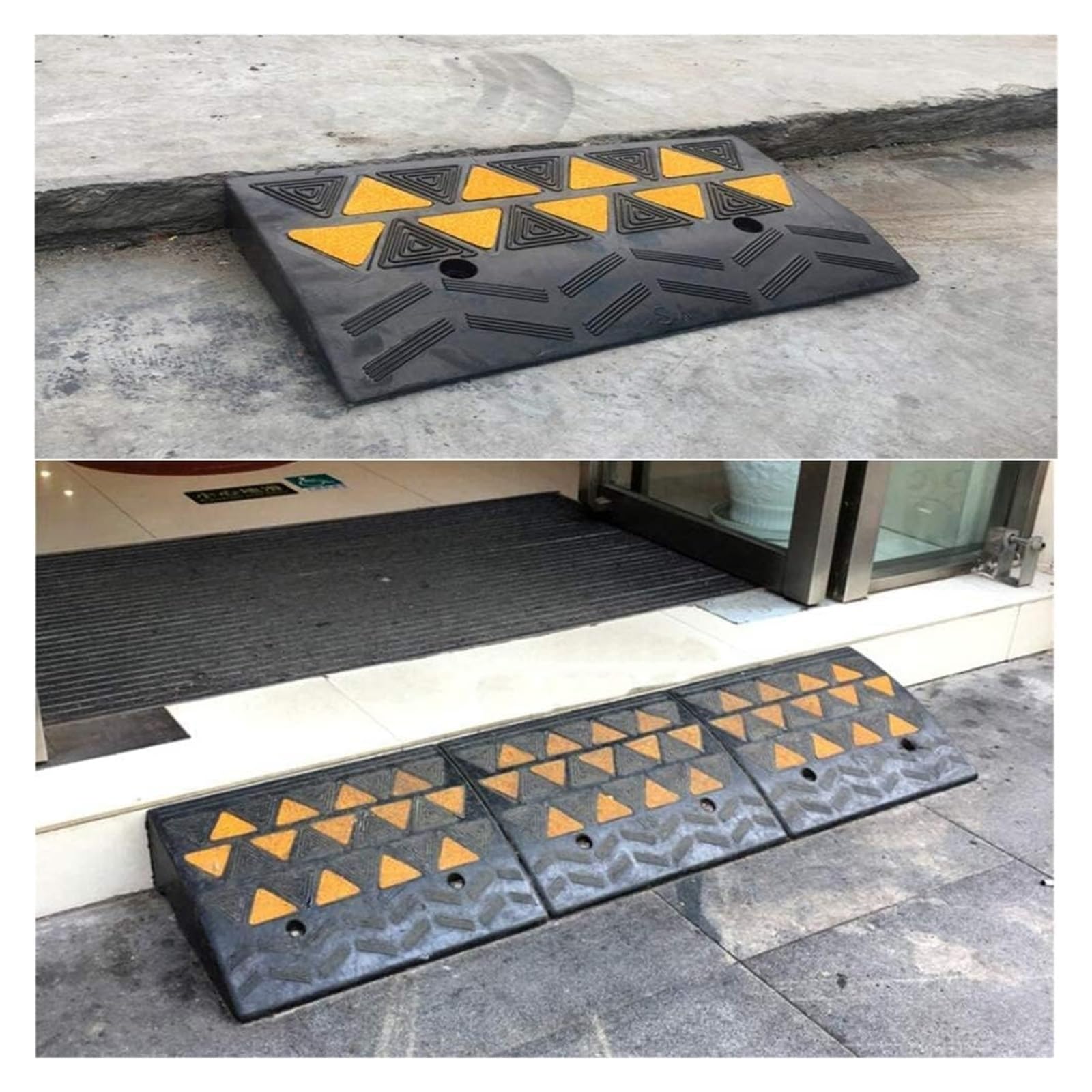 Threshold Ramp Ramp Rubber Threshold Ramp Non-Slip Reflective Scooter Ramp Splicable Portable Kerb Ramps Steps Handicap Ramps Anti-Slip (Black 50X30X11CM)