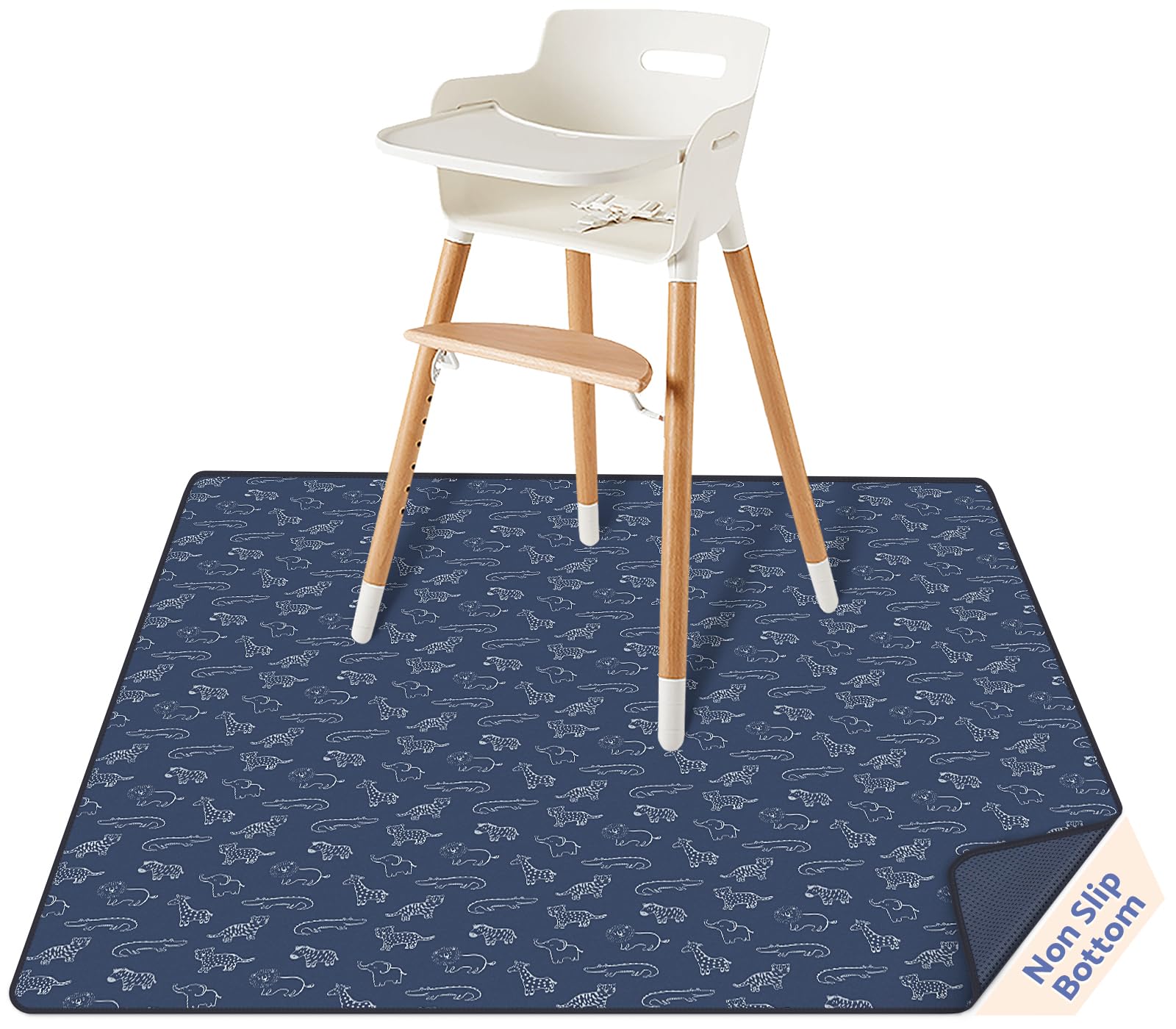 Blissful Diary Baby Splat Mat for Under High Chair 128 x 128 cm (50.4 x 50.4") Inch Wipeable Splash Mat