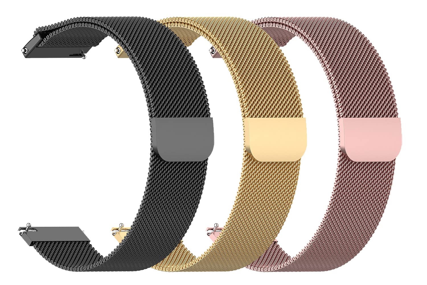 AONES 22mm Pack of 3 Magnetic Loop Watch Strap Compatible for Muse Hybrid Smartwatch Watch Strap