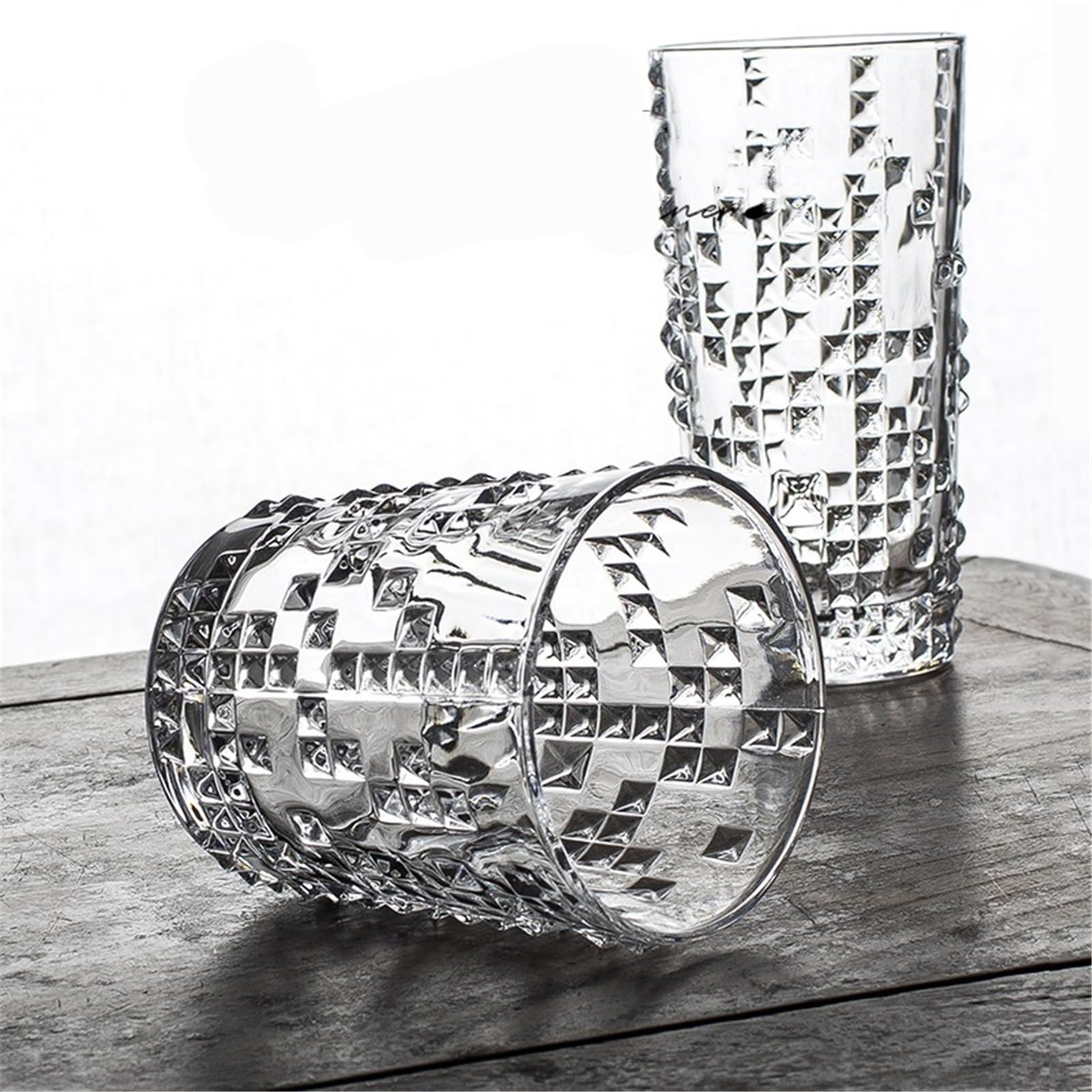 vaso de agua Paquete de 2 vasos cristal transparente sin plomo(Pequeño)