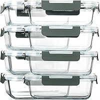 MCIRCO 8-Pack 30oz Glass Meal Prep Containers - Airtight Lids, Borosilicate Glass, Microwave/Oven/Freezer/Dishwasher Safe, Stackable