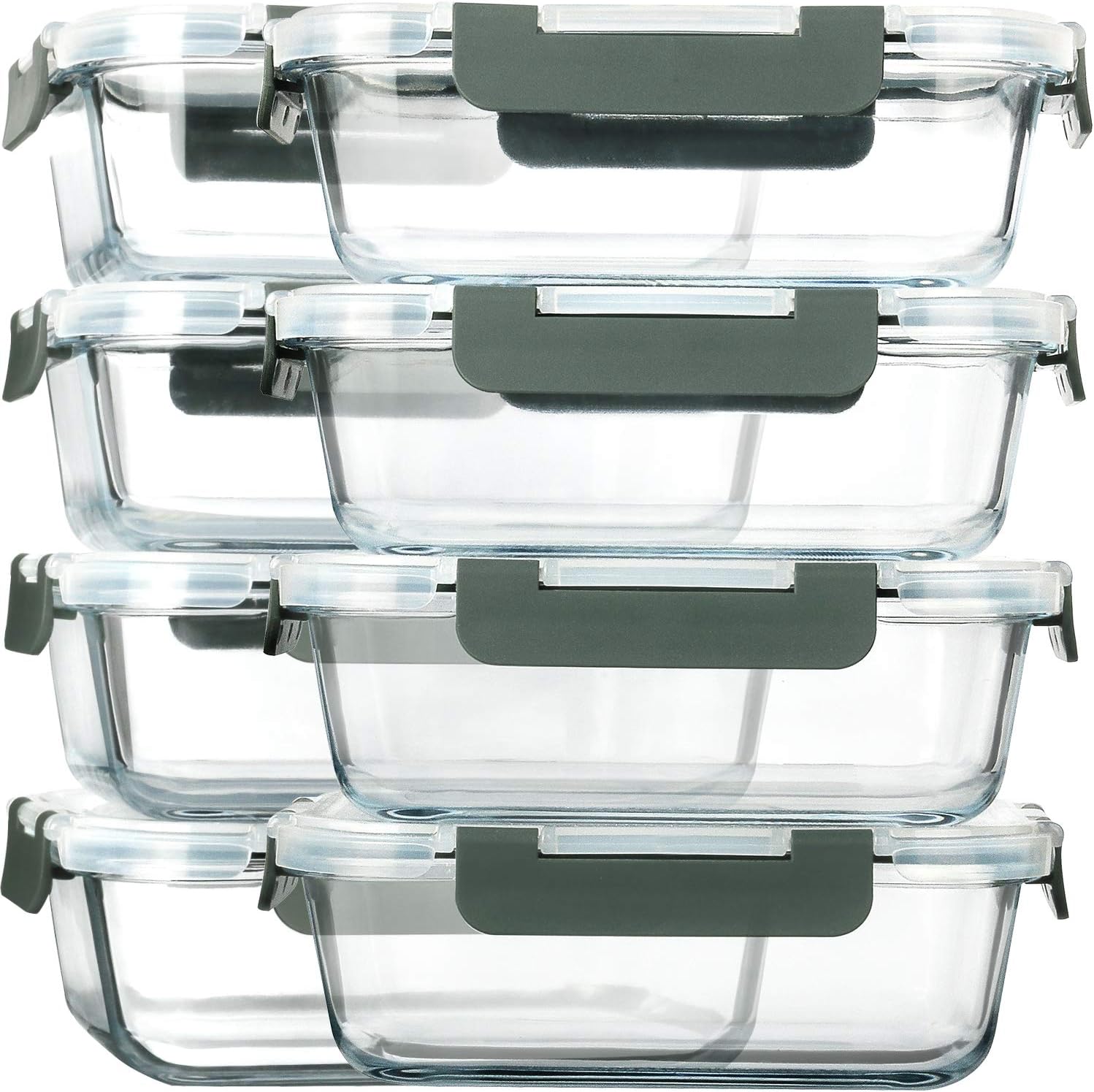 [8-Pack,30 oz]Glass Meal Prep Containers,Glass Food Storage Containers,Airtight lunch Containers with Lids, Microwave, Oven, Freezer and Dishwasher