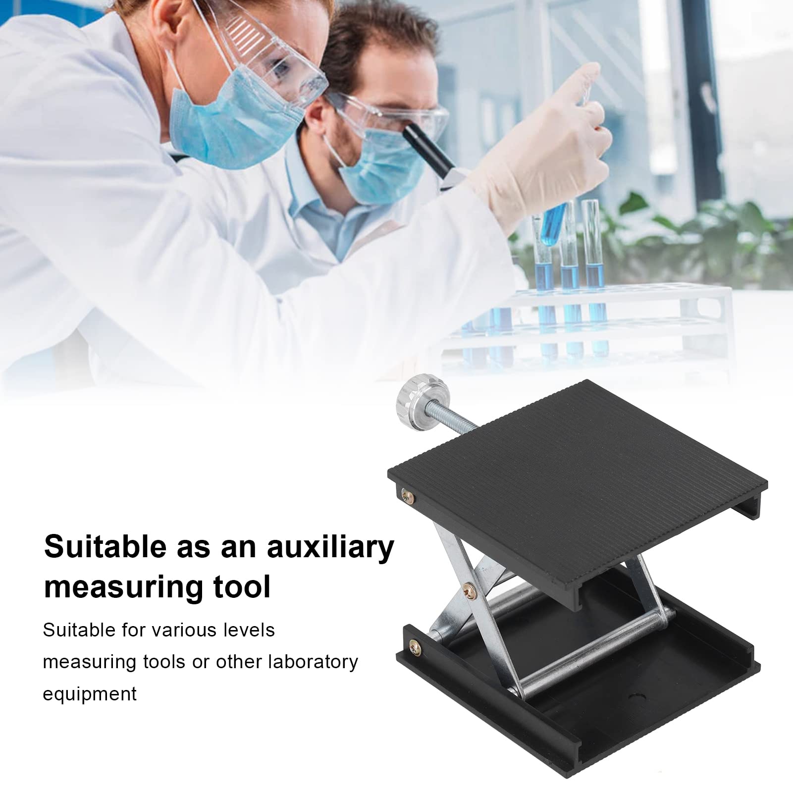 Adjustable Laboratory Lifting Stand, 90x90mm Manual for Telescopic Height Adjustment, Suitable for Measuring Tools (Black)