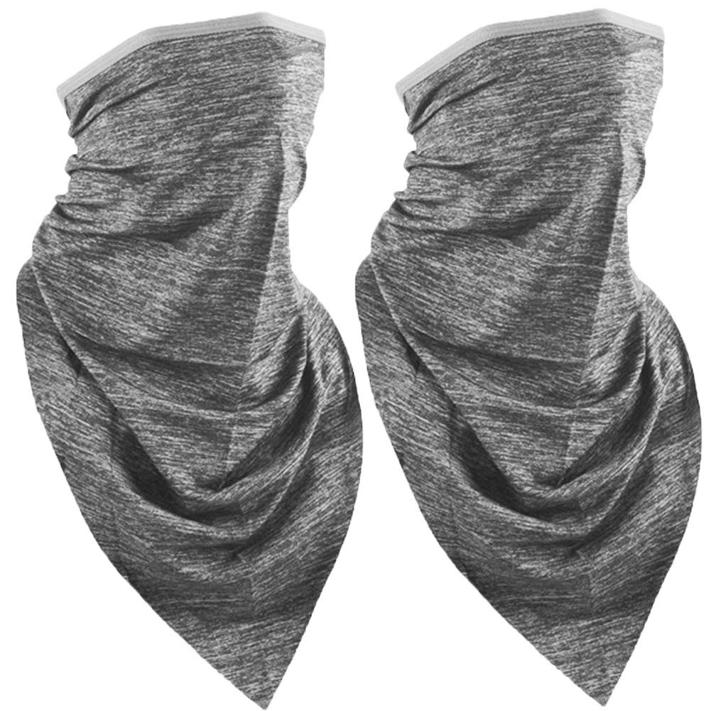 Triangle Neck Gaiter Face Scarf, Cooling Breathable Bandana Mask for Women Men Summer Outdoors, Face Cover Sunlight Dust Proof (2 Pieces Gray Triangle Neck Gaiter)