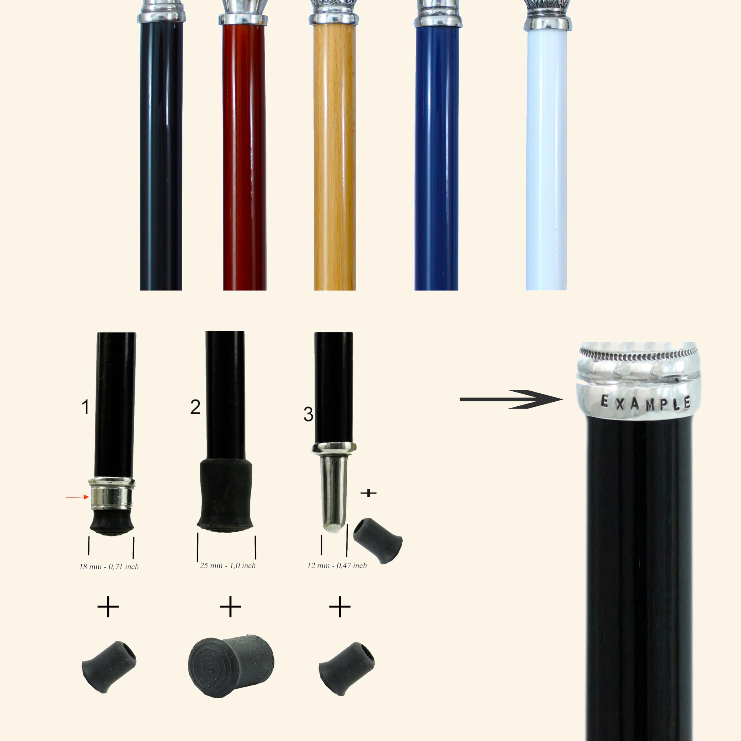 bastón, madera, estaño, robusto elegante para negro o ceremonia Marrone personalizable, para las personas mayores, nuestra producción CAVAGNINI