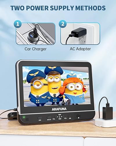Miniatura 7 de ARAFUNA Reproductor de DVD de coche de 10.5 pulgadas, pantalla dual con entrada HDMI de 1080P, reproductor de DVD portátil para jugar en automóvil