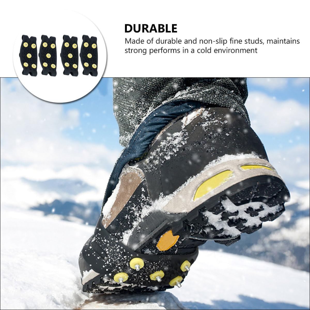 2 Paia Ramponi da Neve in Tpe Pieghevoli e Facili da Indossare su Scarpe o Stivali, Antiscivolo per Uomo e Donna, per Caccia e Spalatura Neve, Colore Nero