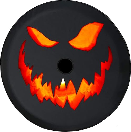 Jack o Lantern Evil Pumpkin Halloween JL Funda de repuesto para neumáticos con cámara de respaldo, color negro, tamaño 32 pulgadas