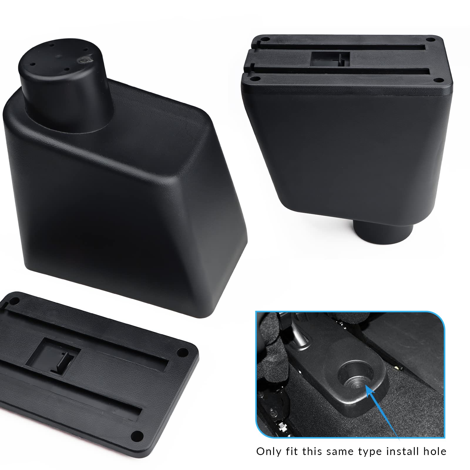 MARCHFA Bracciolo per console centrale senza porta USB per Clio 4 2014 2015 2016 2017 2018 Captur Portaoggetti in ecopelle (nero)