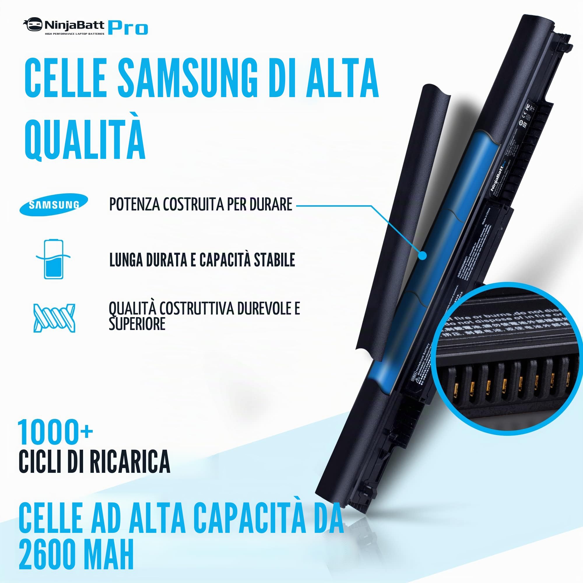 NinjaBatt Batteria Pro per HP 807957-001 807956-001 HS04 HS03 HSTNN-LB6V 807612-421 HSTNN-LB6U 250 G5 807611-421 TPN-C125 15-AF067SA 843532-8532-8532-8532-85 1 – Samsung Celle - Lunga Durata