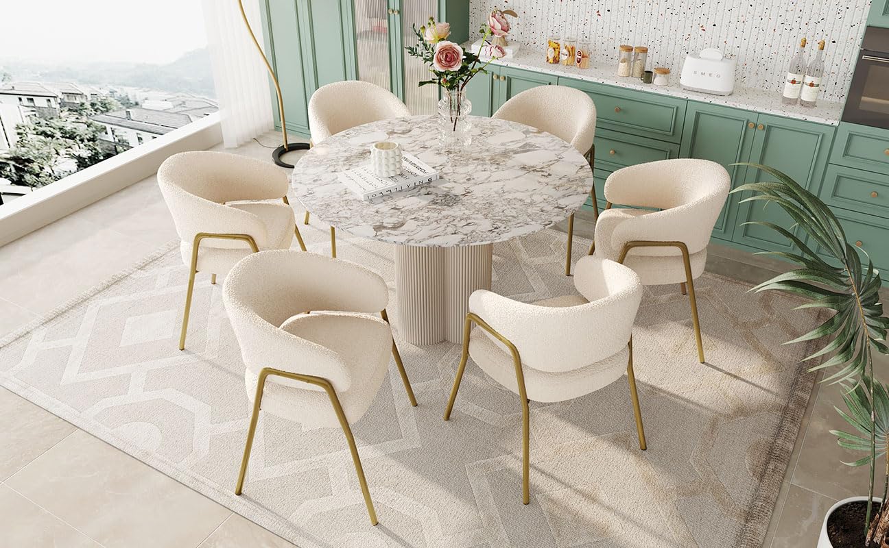 2 Paires De Chaises De Salle à Manger Velours Vison – Design Moderne, Pieds Dorés