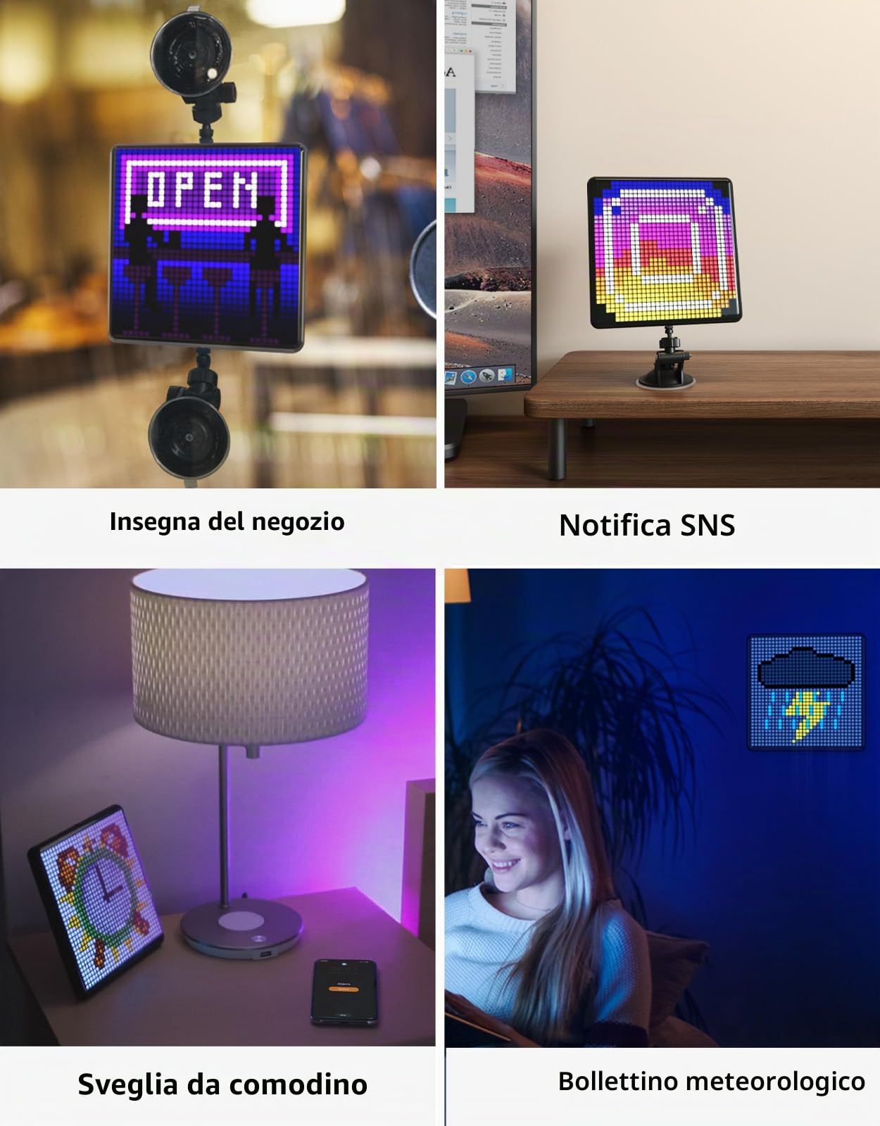 Divoom Pixoo Max Cornice Foto Digitale, APP Cellphone Control Display Con 32 X 32 Schermo LED Programmabile, Adatto a Album Foto, Accessori Casa