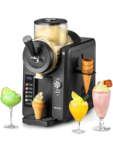 HiCOZY F3 Slushie Machine & Soft Serve Ice Cream Machine, No Ice Needed, Self-Cleaning, 5 Presets for Soft Serve, Frozen Drink, Milk Shake, Margaritas, Frappés and More - Dark Gray