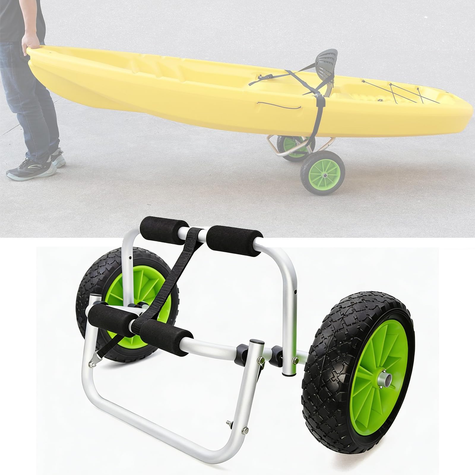 Carrito plegable para kayak, carrito de canoa y remolque transportador de barco, transporte de tabla de remo, para deportes acuáticos al aire libre, para transportar kayaks, canoas