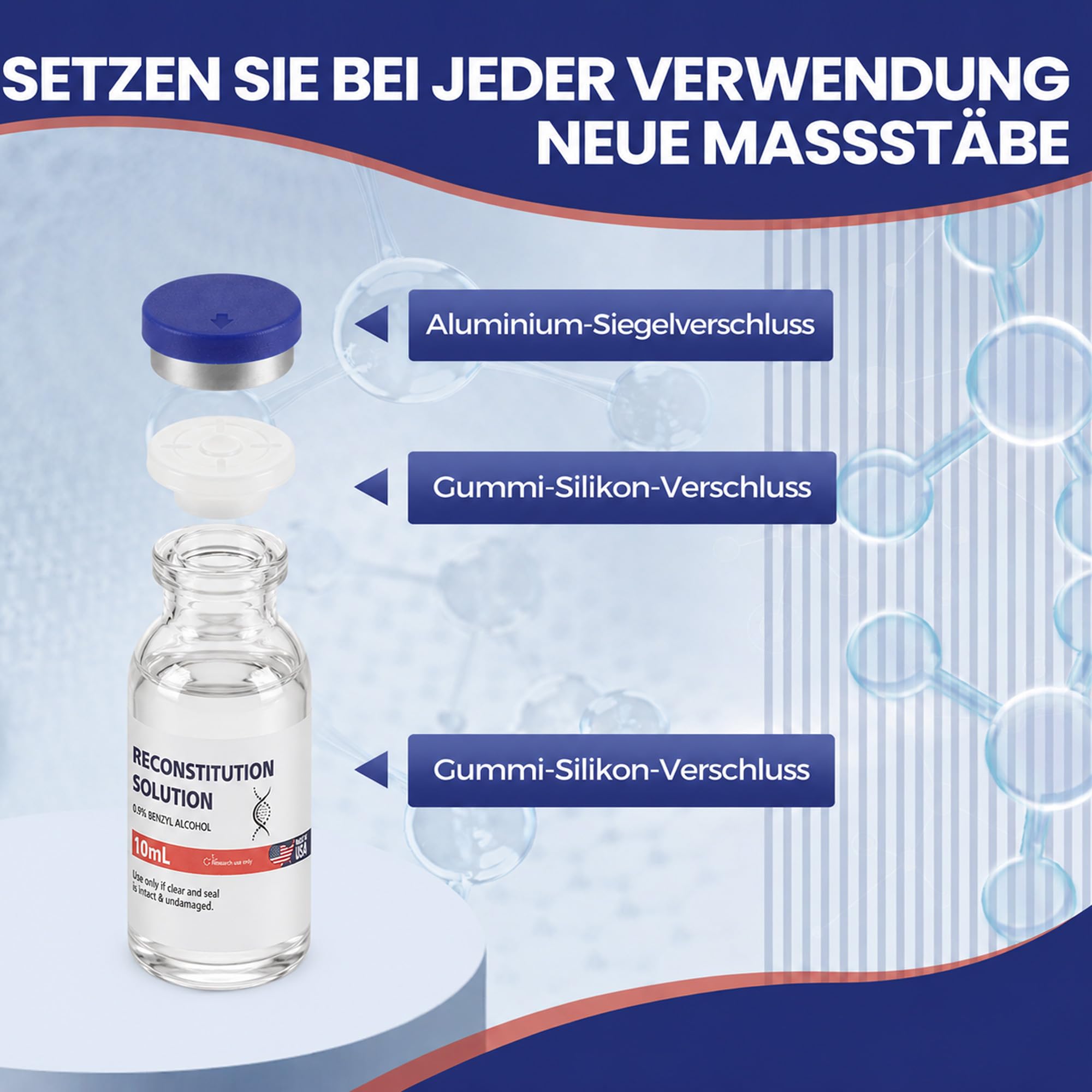 Jawell 3 Stück - 10 ml, hochwertige Glasflasche, mit dreifacher Versiegelung