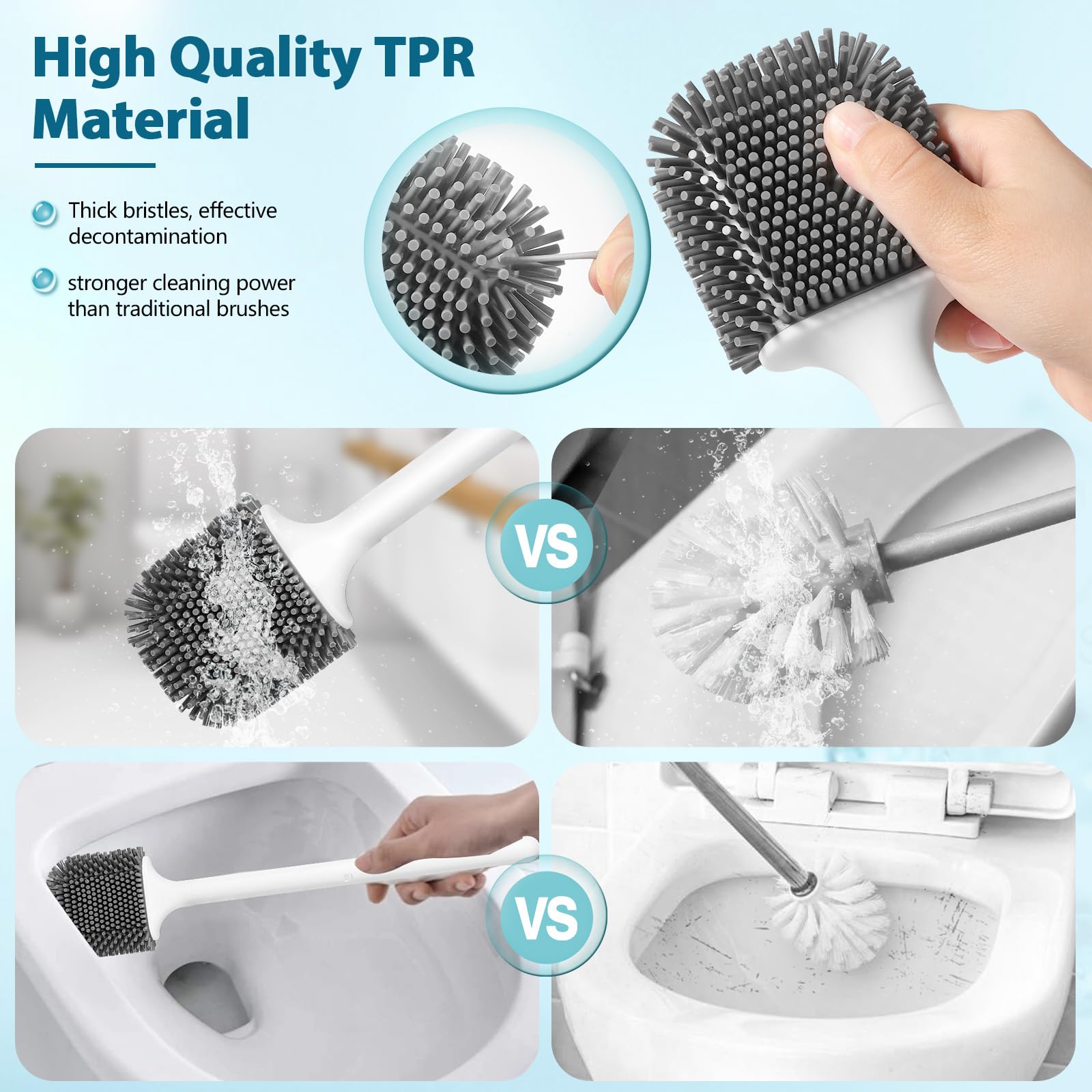 Blendura Silicone Toilet Brush, Wall Mounted, Toilet Brush & Toilet Brush Holder, Flexible Silicone Toilet Brush - Image 2