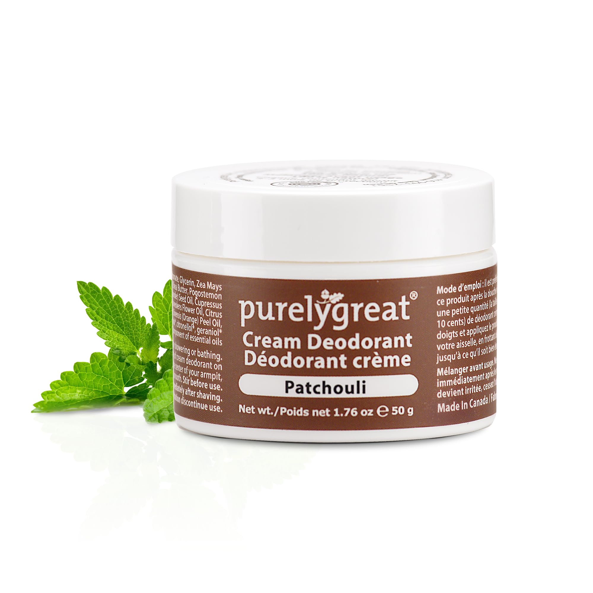 - Purelygreat - Patchouli Scented Cream Deodorant, Chemical-Free Hygiene Essentials for Women, Natural Deodorant for Men with Soda & Corn Starch, No Sticky Residue, Parabens & BPA, 1.76 oz / 50 g
