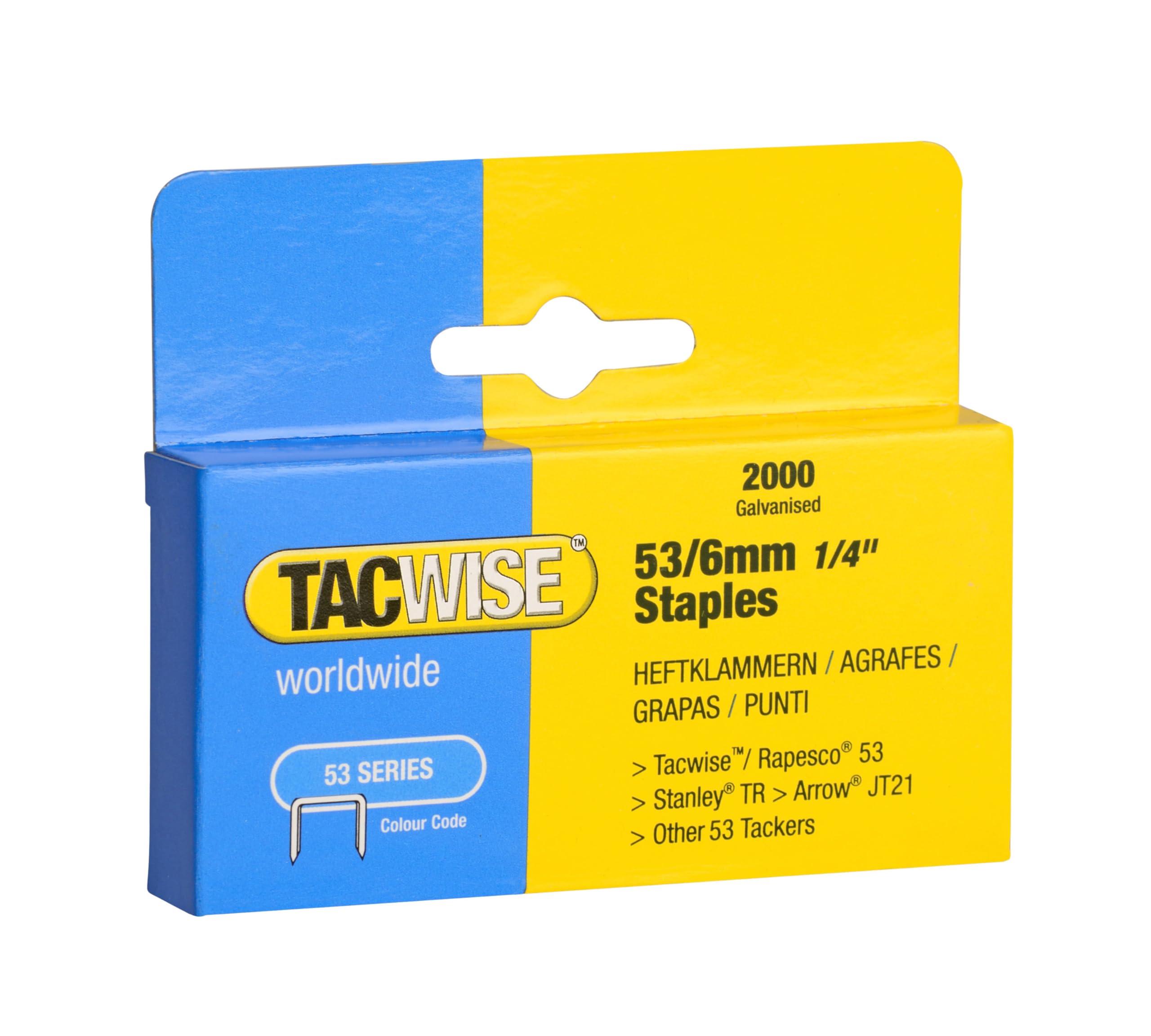 Tacwise 0334 Type 53 / 6 mm Galvanised Staples, Pack of 2000