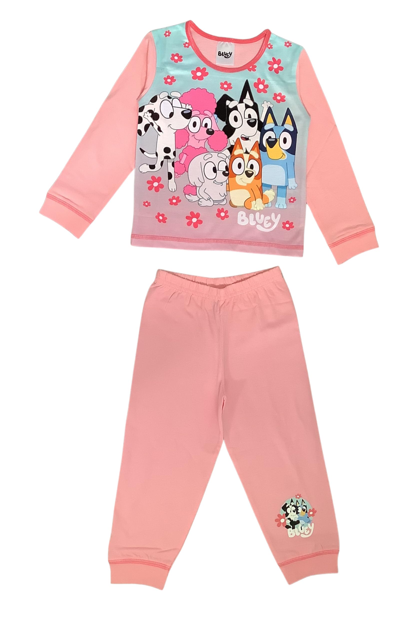 Bluey, Girls 2 Piece Pyjamas Set featuring, Bingo, Chloe, Mackenzie, Lila and Coco, Pink, Age 2-3 Years