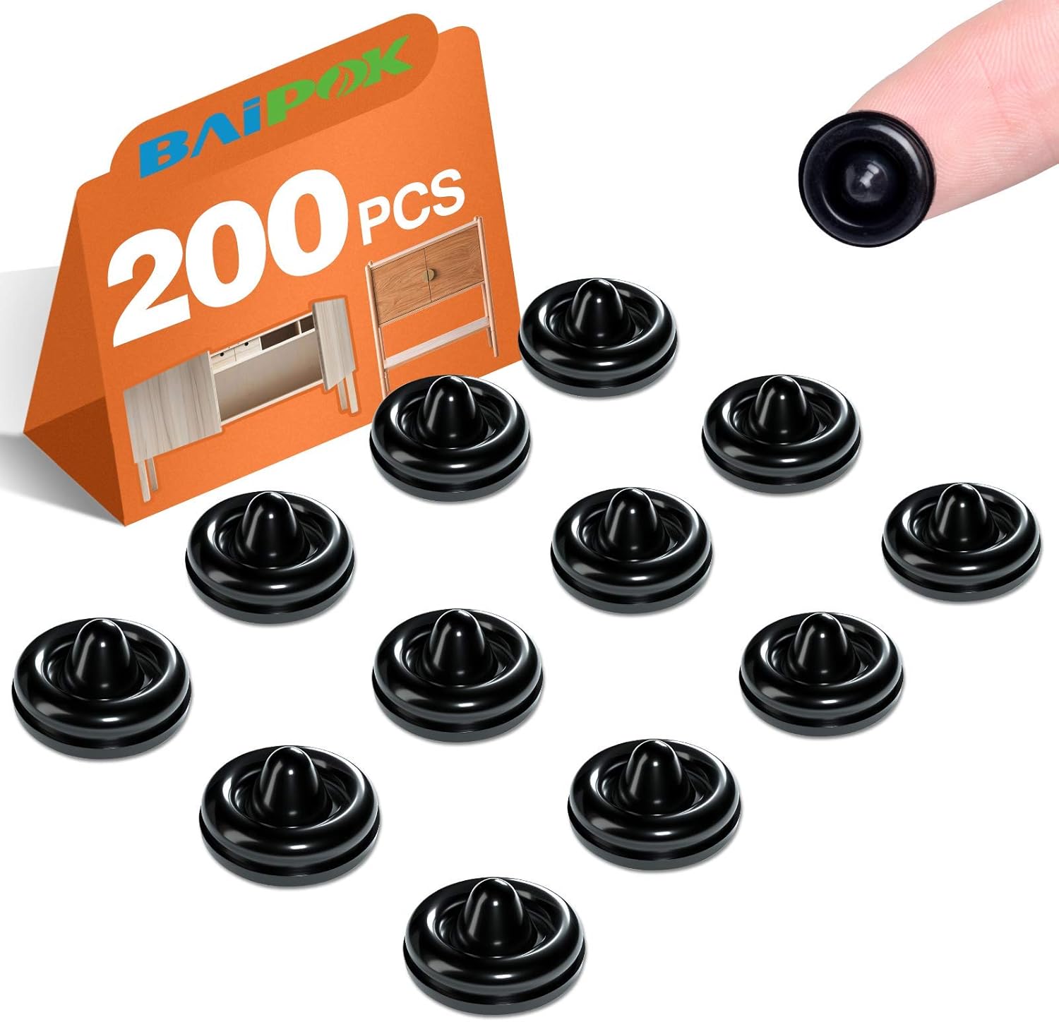 Door Bumpers 200 Pcs Rubber Bumpers Black, Self Adhesive