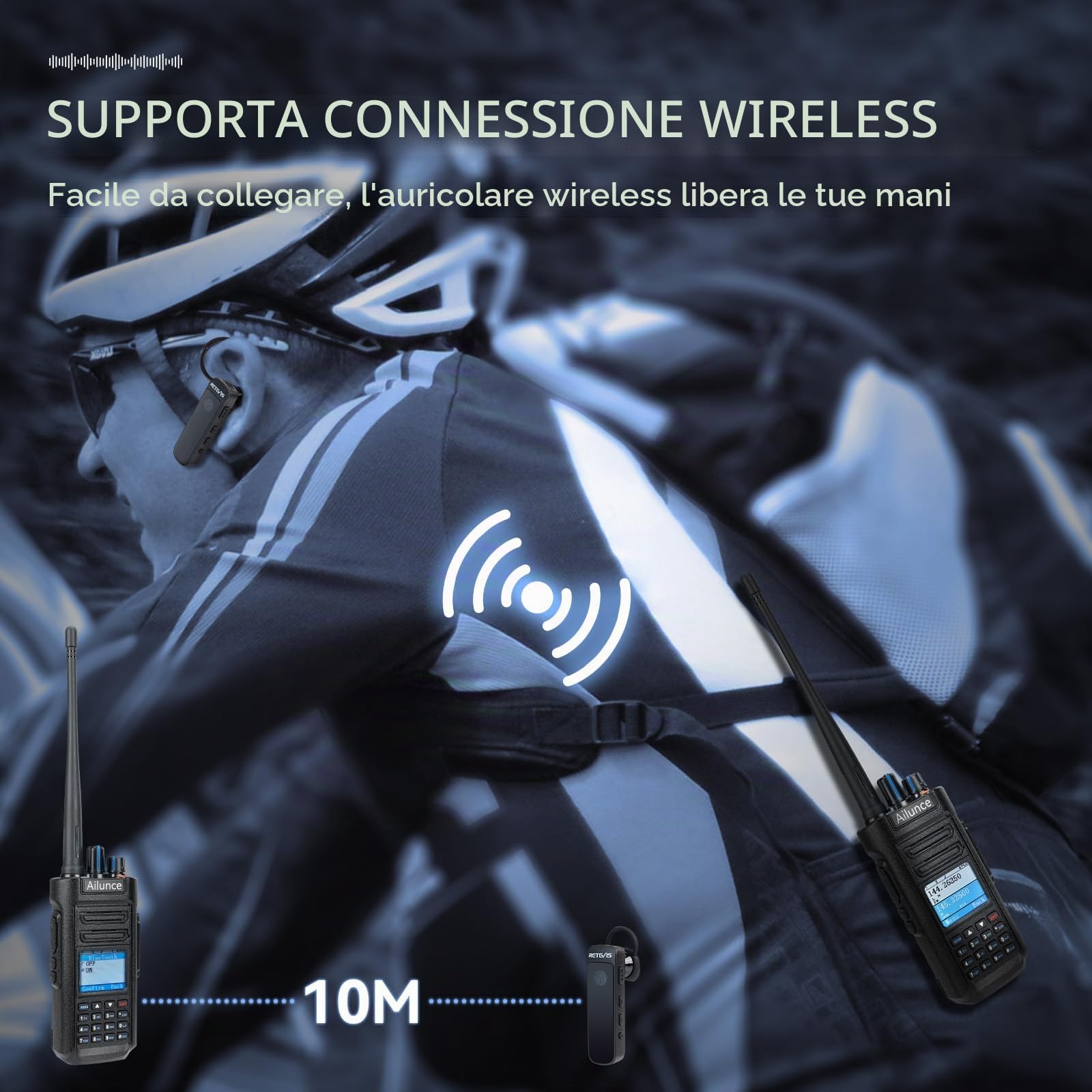 Retevis Ailunce HD2 Ricetrasmittenti Professionali GPS, Radio DMR | Lunga Distanza, Wireless 5.0, Batteria 3200mAh, IP67 Impermeabile, Radio Amatoriale a Doppia Banda Per Eventi Amatoriali