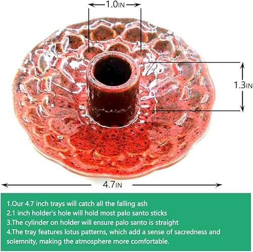 Miniatura 3 de Soporte de Palo Santo, bandeja de cerámica para sostener palitos de incienso o palitos de incienso, soporte de madera con aroma de loto y atrapador