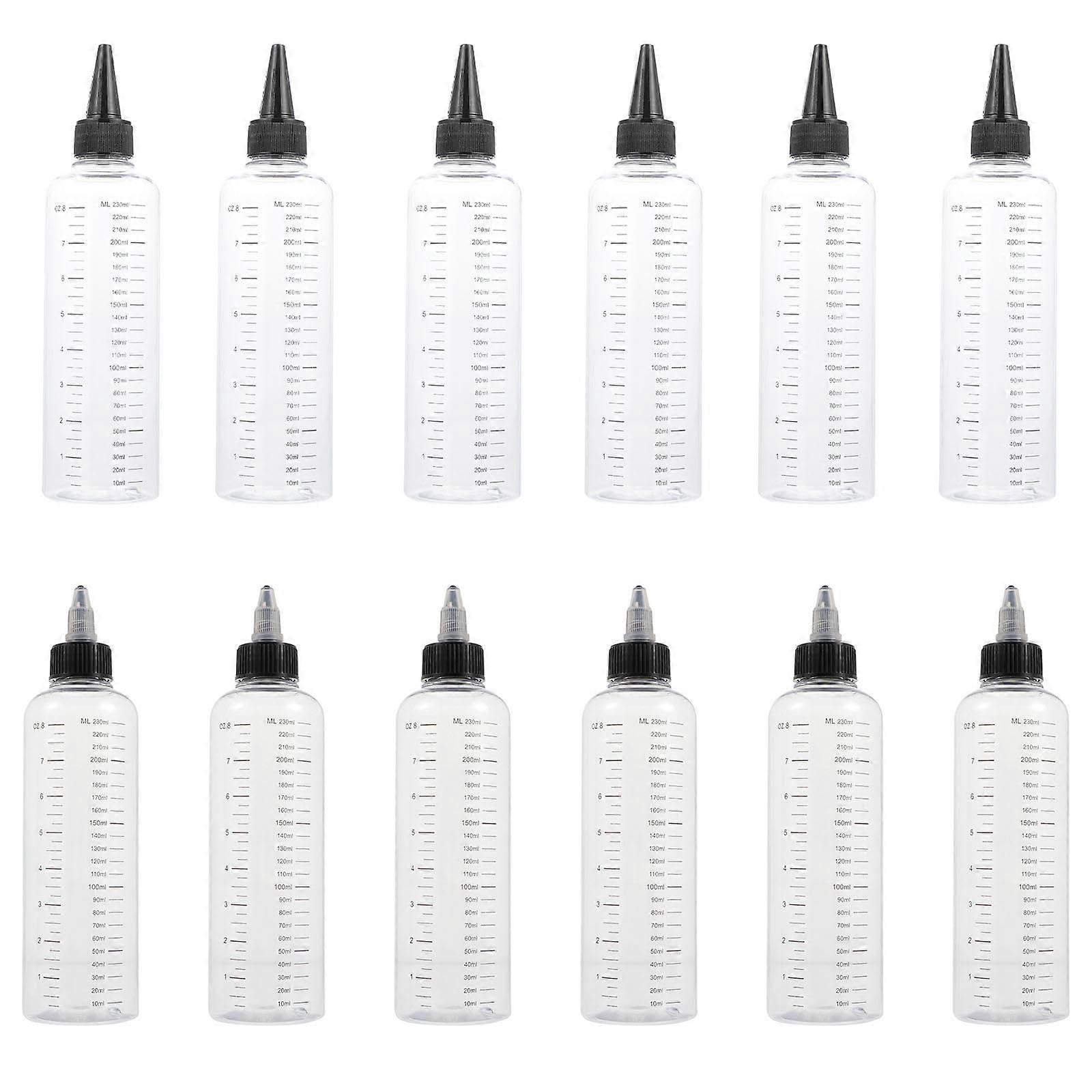 JOYHAPPST 12pcs Pointed Mouth Bottles Hair Dye Squeeze Bottles Scale Bottles Applicator 250ML