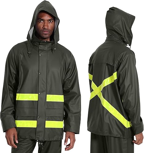 MontGear Hi-Vis Rain Jacket for Men – Waterproof Work Safety Coat with Reflectiv